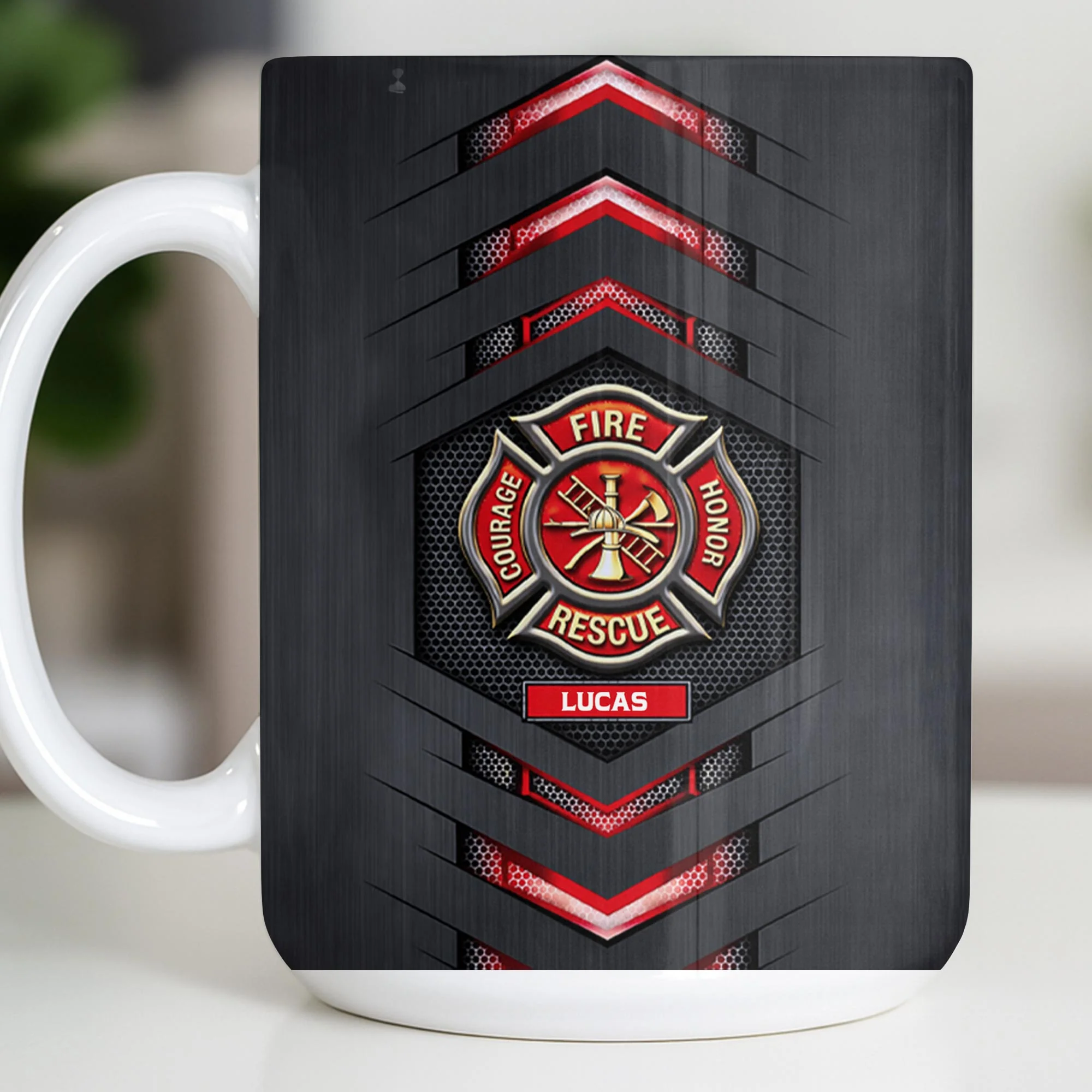Fire Rescue Courage Honor With Firefighter Badge And Axe - Personalized Custom Coffee Mug - FIF057_MG - Image 12