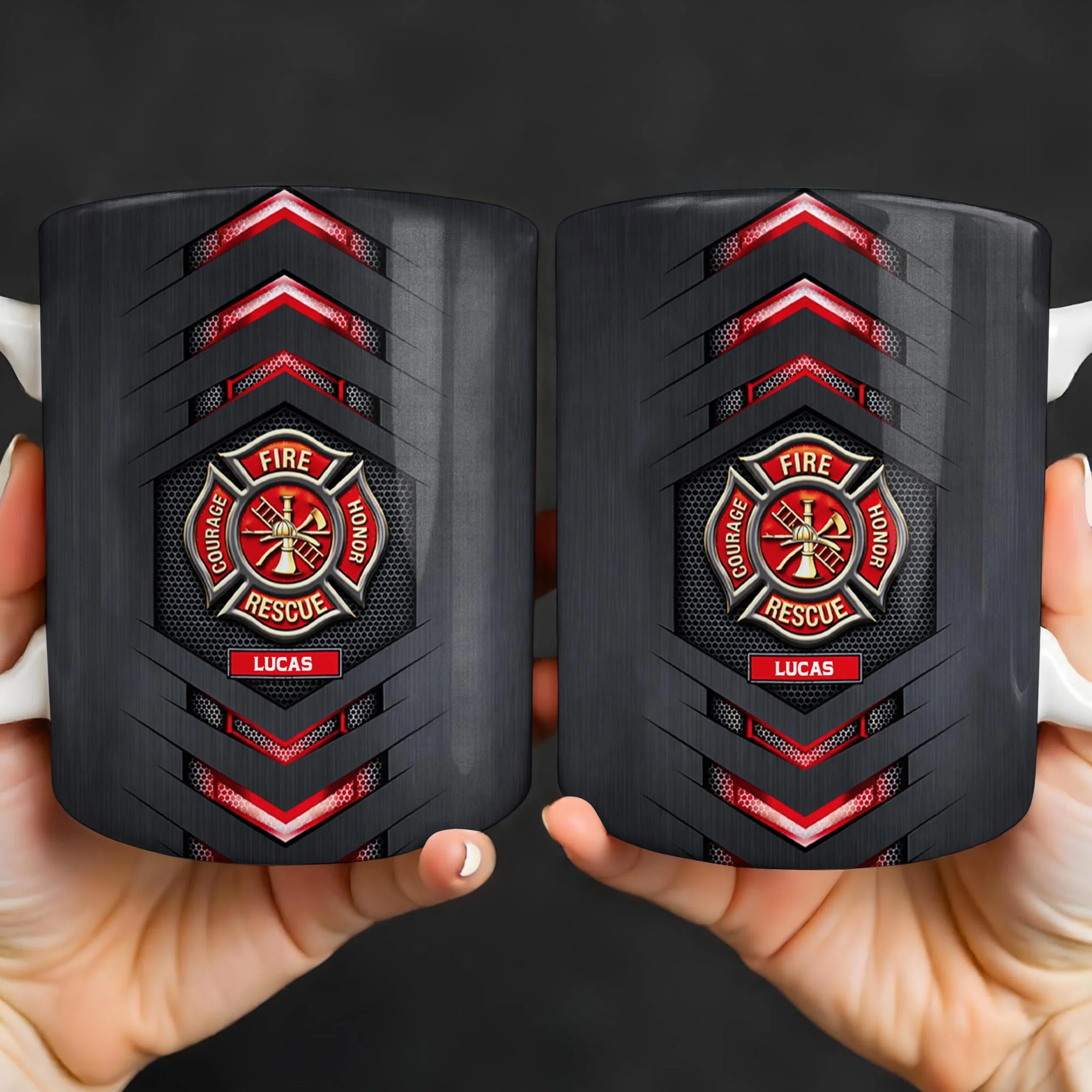 Fire Rescue Courage Honor With Firefighter Badge And Axe - Personalized Custom Coffee Mug - FIF057_MG - Image 4
