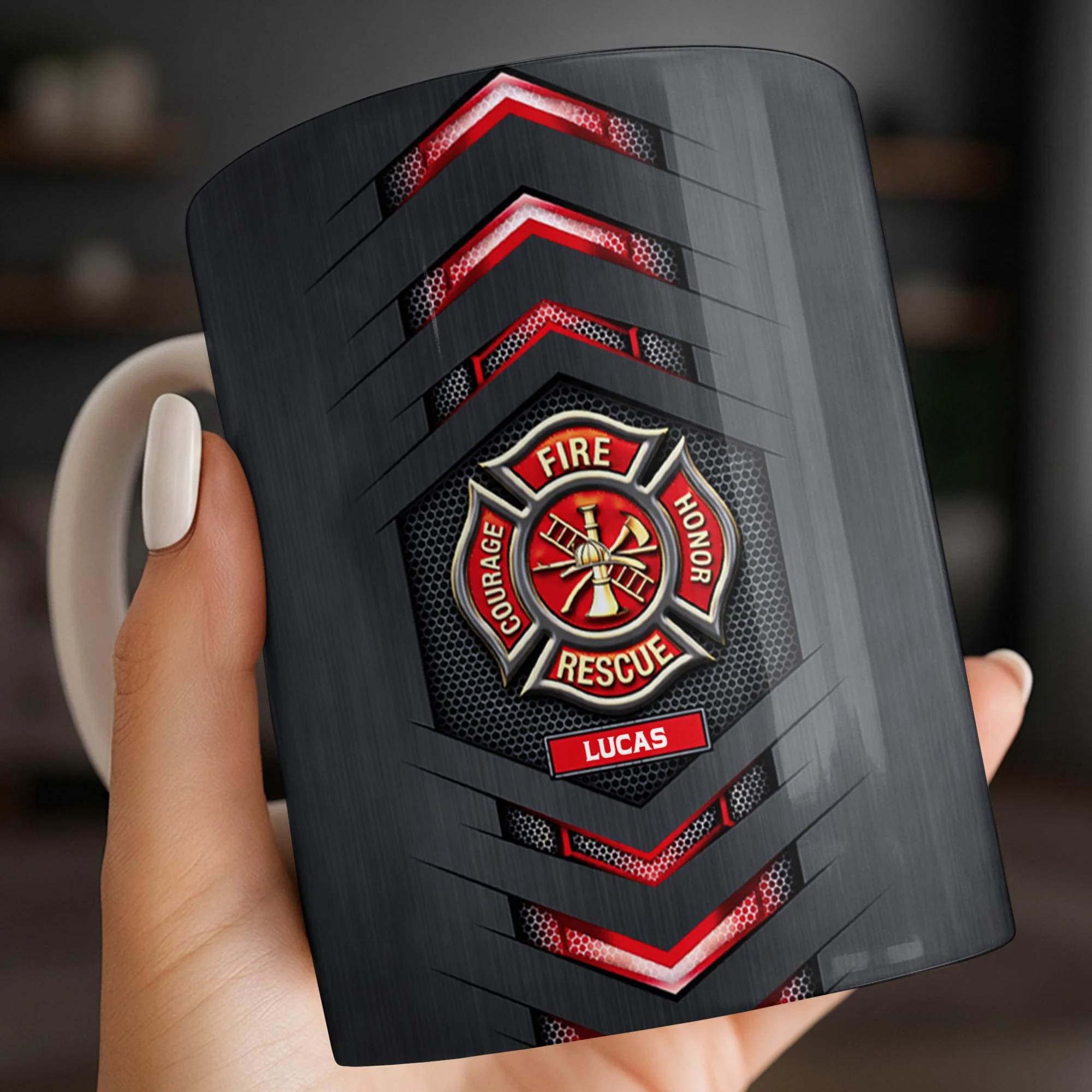 Fire Rescue Courage Honor With Firefighter Badge And Axe - Personalized Custom Coffee Mug - FIF057_MG - Image 5