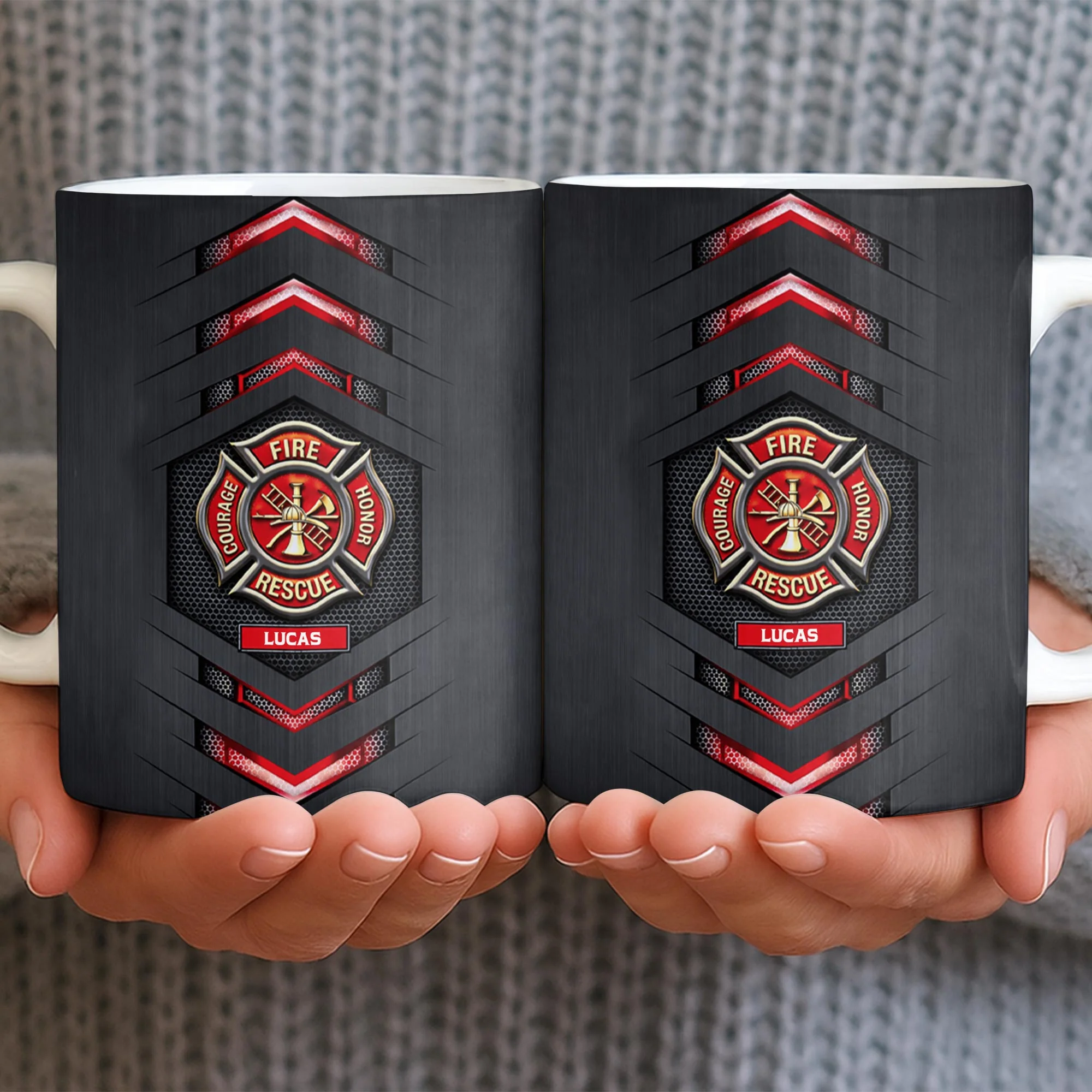 Fire Rescue Courage Honor With Firefighter Badge And Axe - Personalized Custom Coffee Mug - FIF057_MG - Image 6