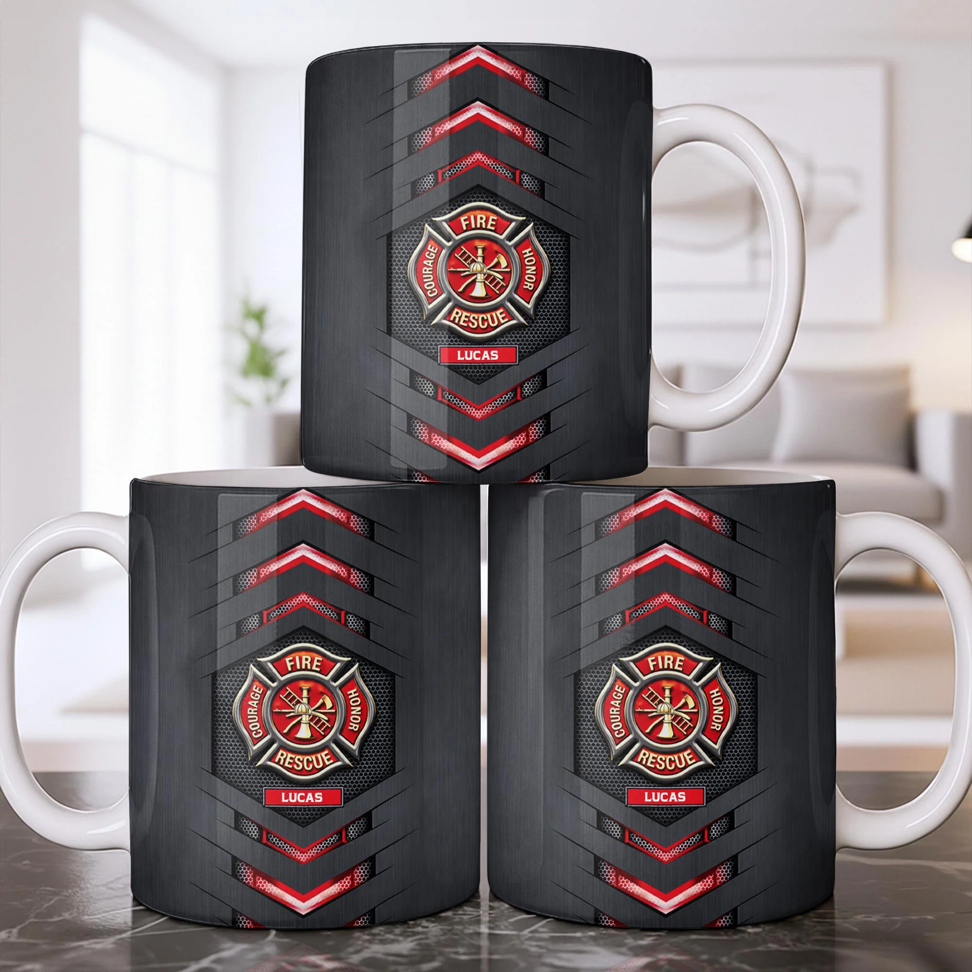 Fire Rescue Courage Honor With Firefighter Badge And Axe - Personalized Custom Coffee Mug - FIF057_MG - Image 8
