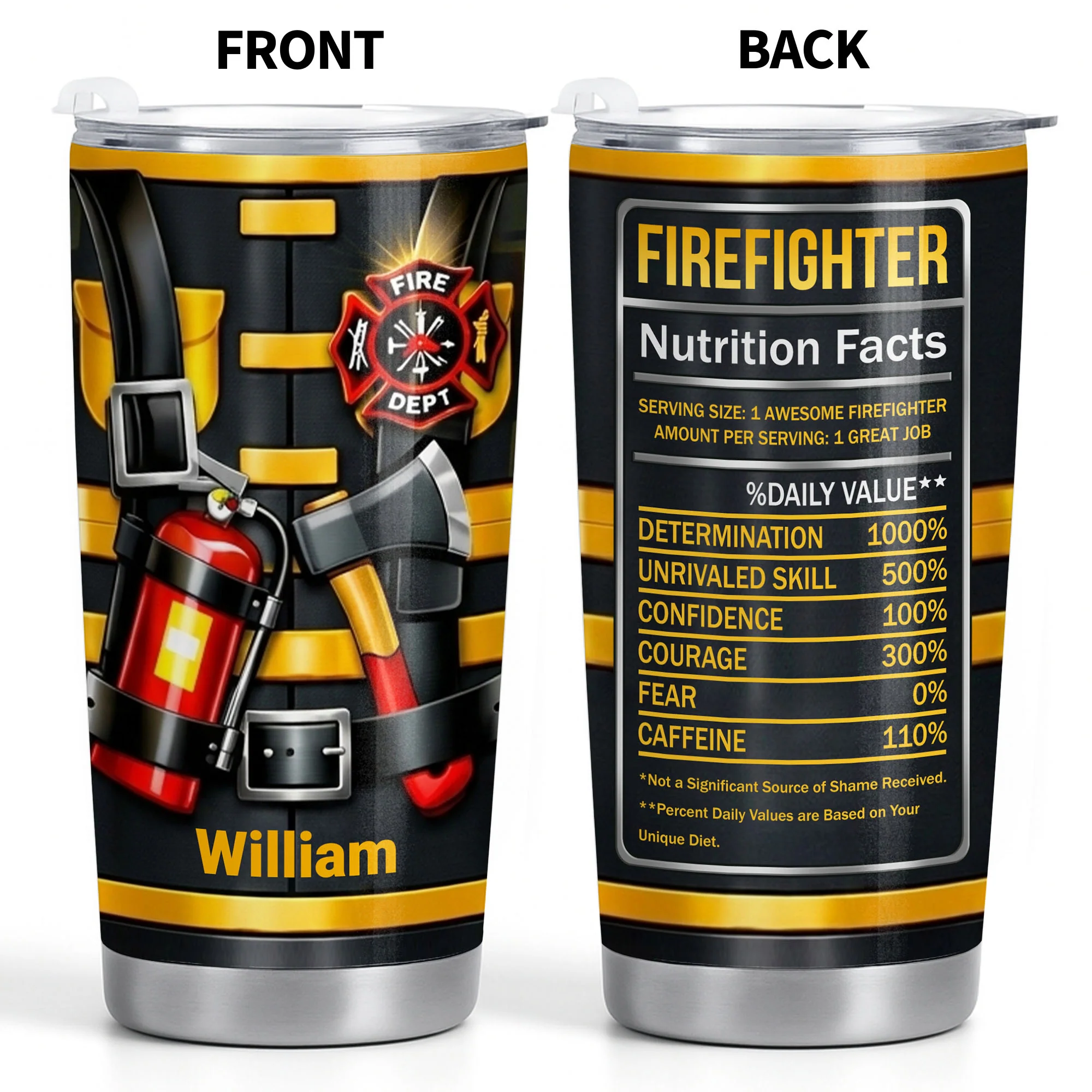 Firefighter Nutrition Facts With Fire Extinguisher And Axe Design - Personalized Custom Stainless Steel Tumbler 20oz 30oz - FIF062_TB - Image 11