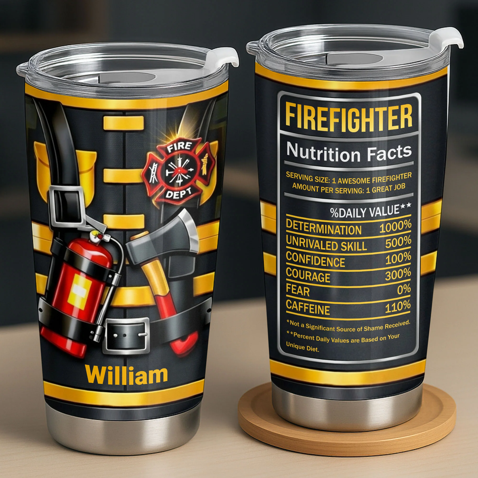 Firefighter Nutrition Facts With Fire Extinguisher And Axe Design - Personalized Custom Stainless Steel Tumbler 20oz 30oz - FIF062_TB - Image 9