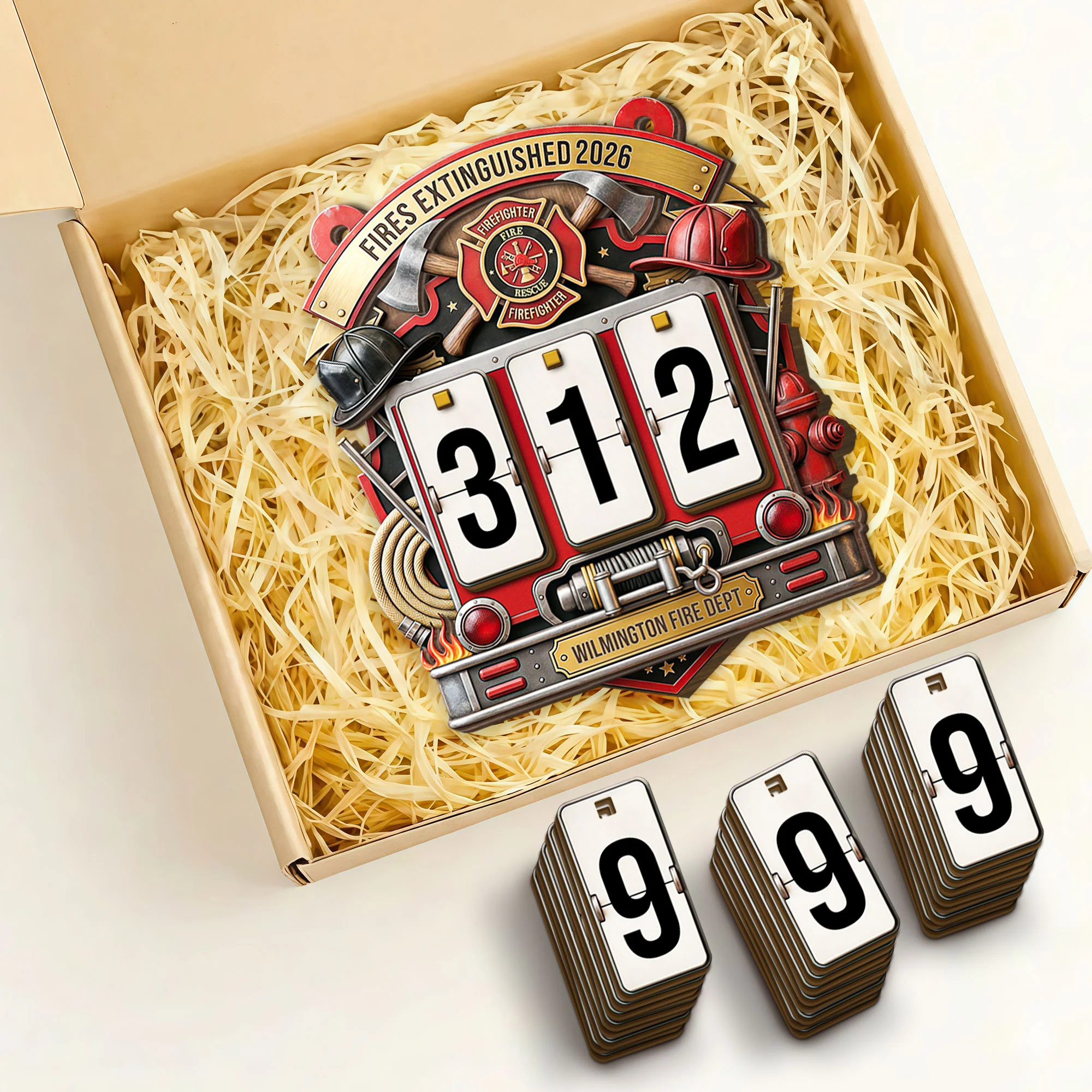 Fires Extinguished Tracker With Axes Helmets And Fire Dept Emblem - Personalized Custom Tracker Sign - FIF071_TRASIG - Image 4
