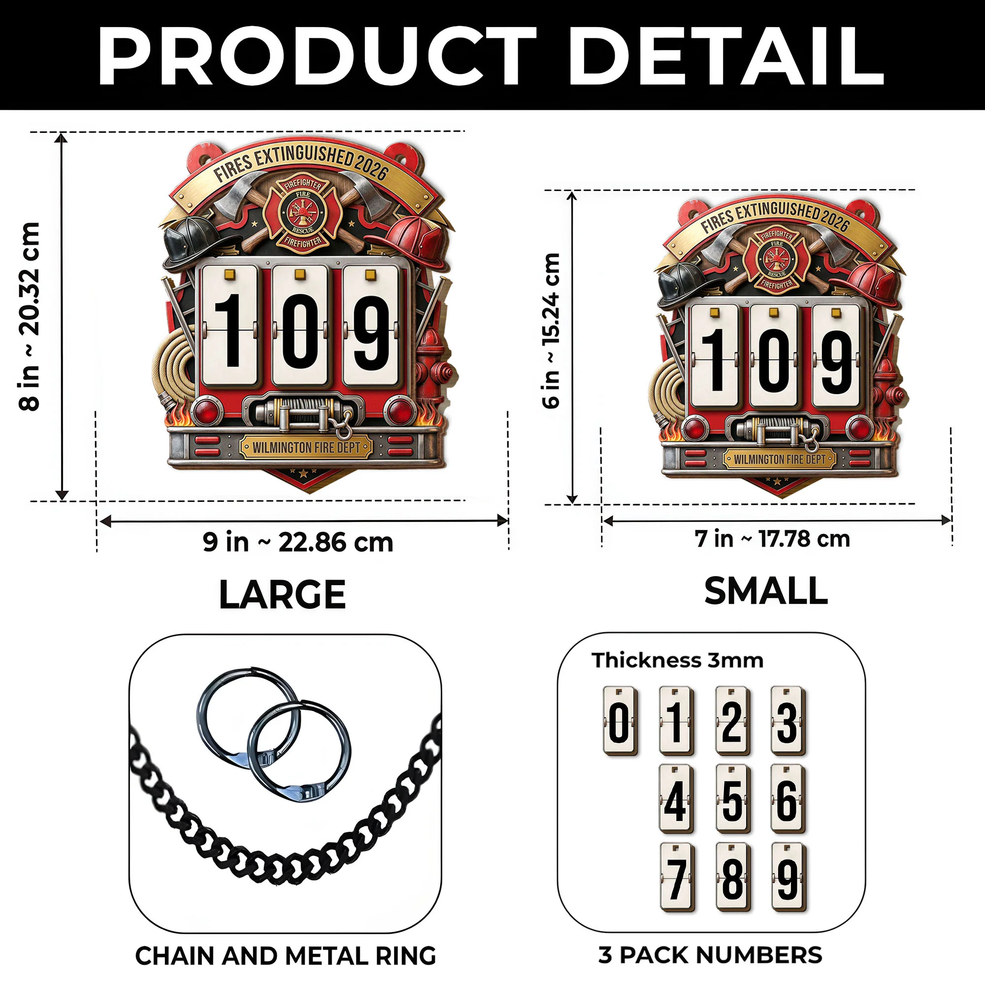 Fires Extinguished Tracker With Axes Helmets And Fire Dept Emblem - Personalized Custom Tracker Sign - FIF071_TRASIG - Image 6