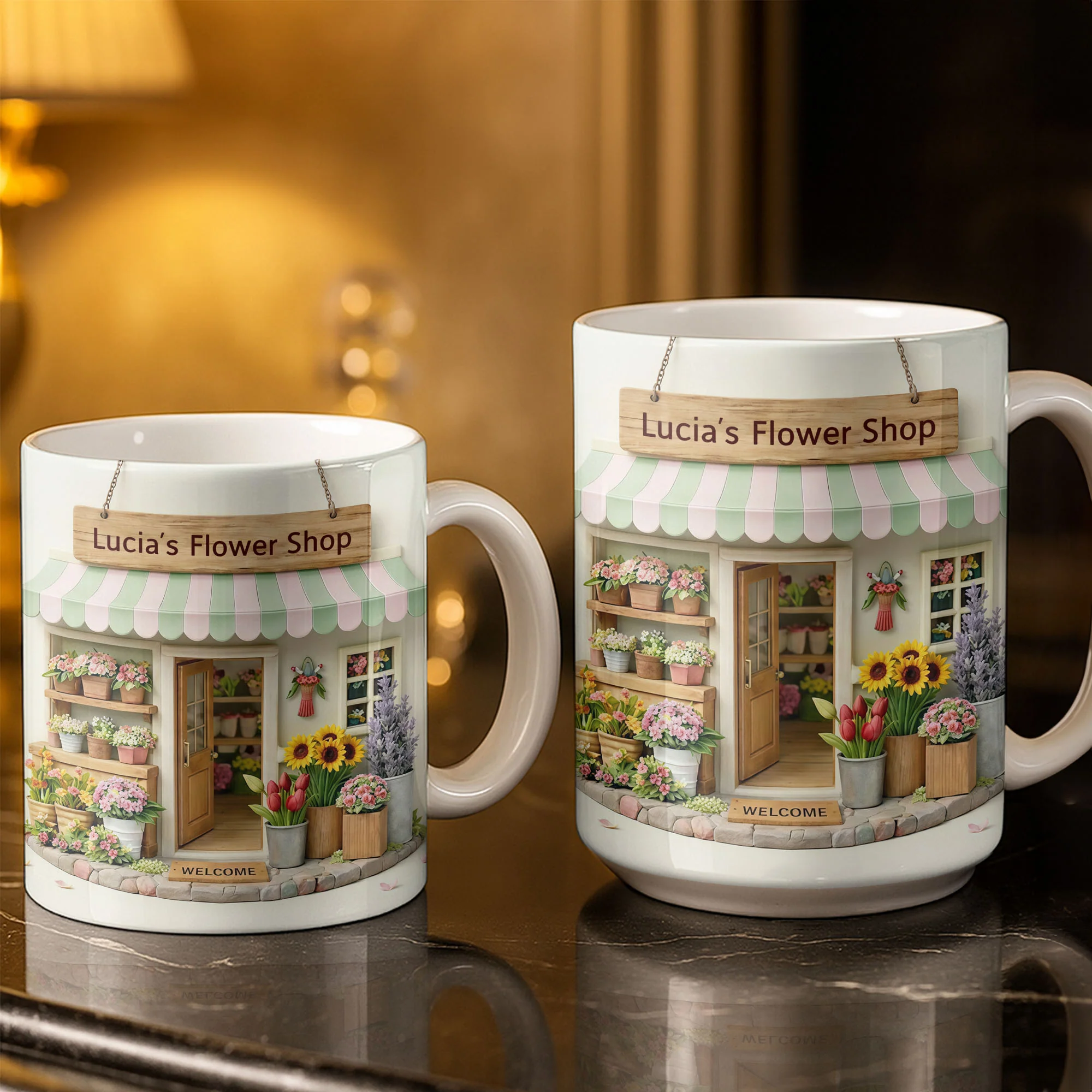 Flower Shop Welcome Design With Sunflowers And Potted Plants - Personalized Custom Coffee Mug - JBS168_MG - Image 4