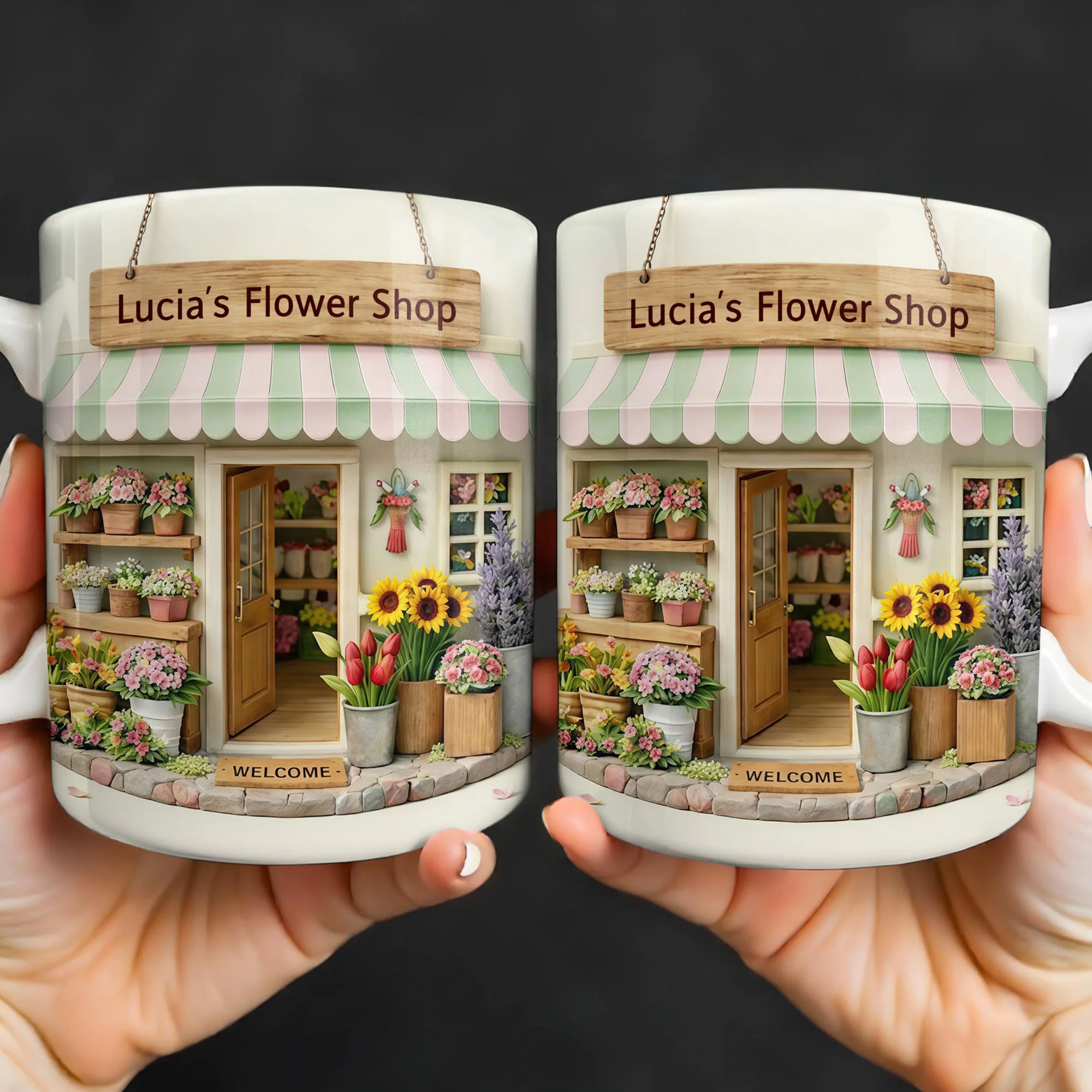 Flower Shop Welcome Design With Sunflowers And Potted Plants - Personalized Custom Coffee Mug - JBS168_MG - Image 5