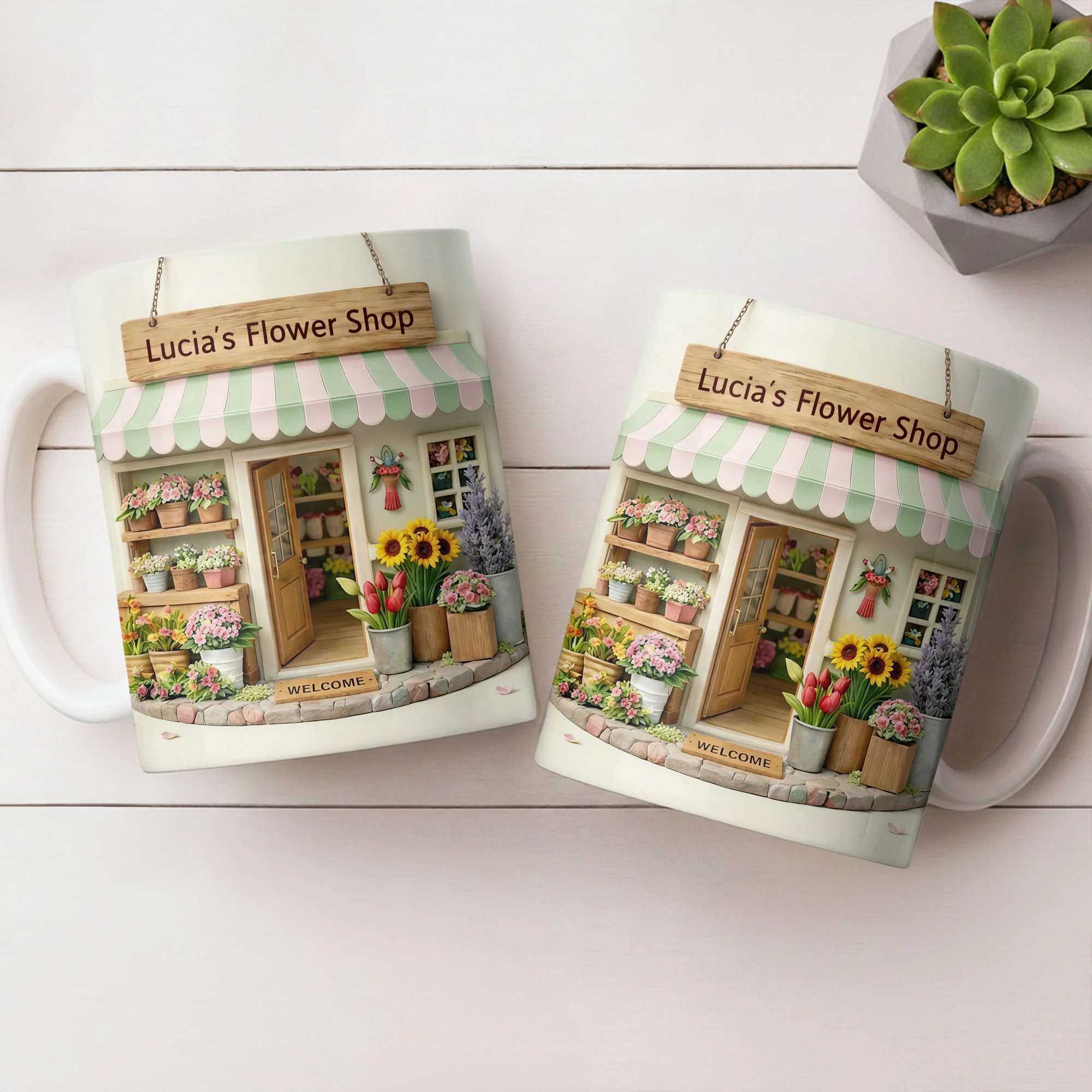 Flower Shop Welcome Design With Sunflowers And Potted Plants - Personalized Custom Coffee Mug - JBS168_MG - Image 7