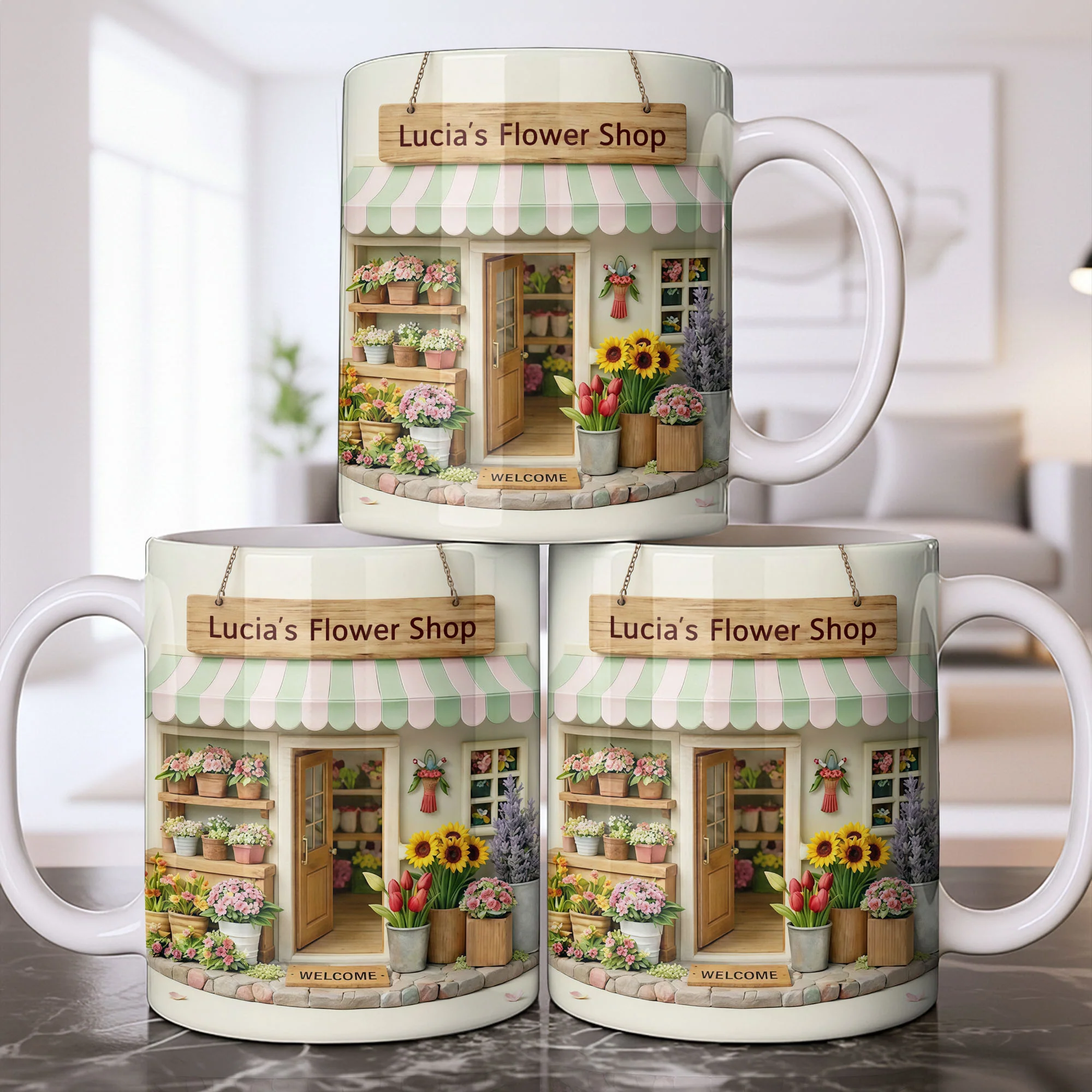 Flower Shop Welcome Design With Sunflowers And Potted Plants - Personalized Custom Coffee Mug - JBS168_MG - Image 8