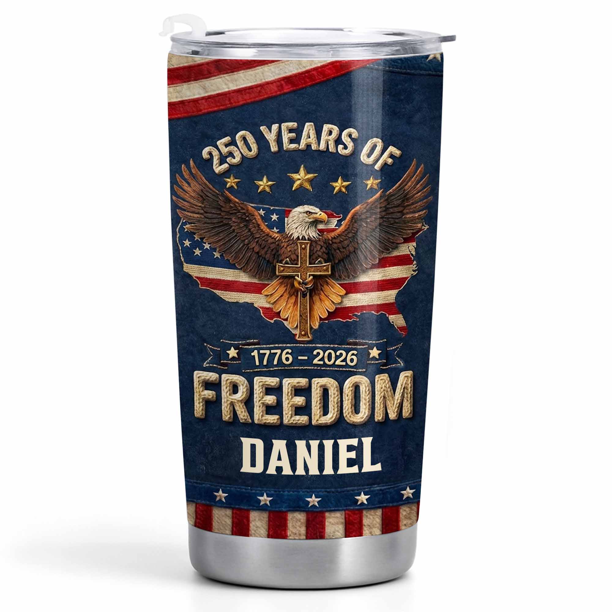 Freedom Bald Eagle Holding Cross With American Flag Map - Personalized Custom Stainless Steel Tumbler 20oz 30oz - INDE051_TB - Image 10