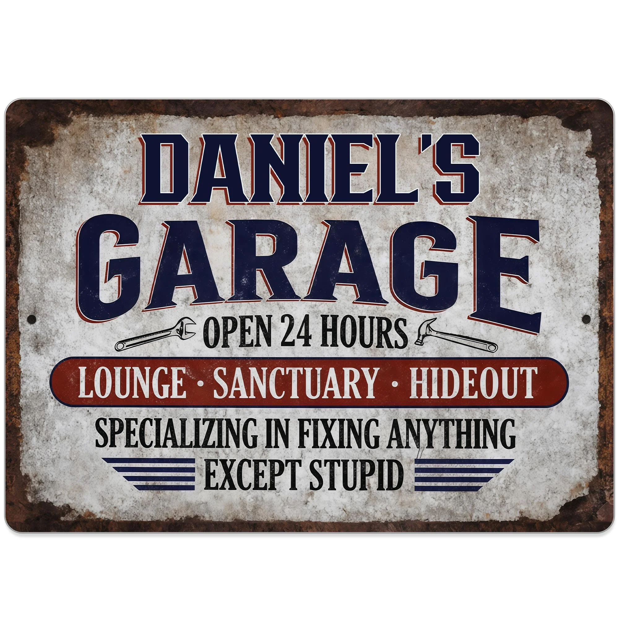 Garage Open 24 Hours Fixing Anything Except Stupid Rustic Tools - Personalized Metal Sign - JBS177_MSIGN - Image 10