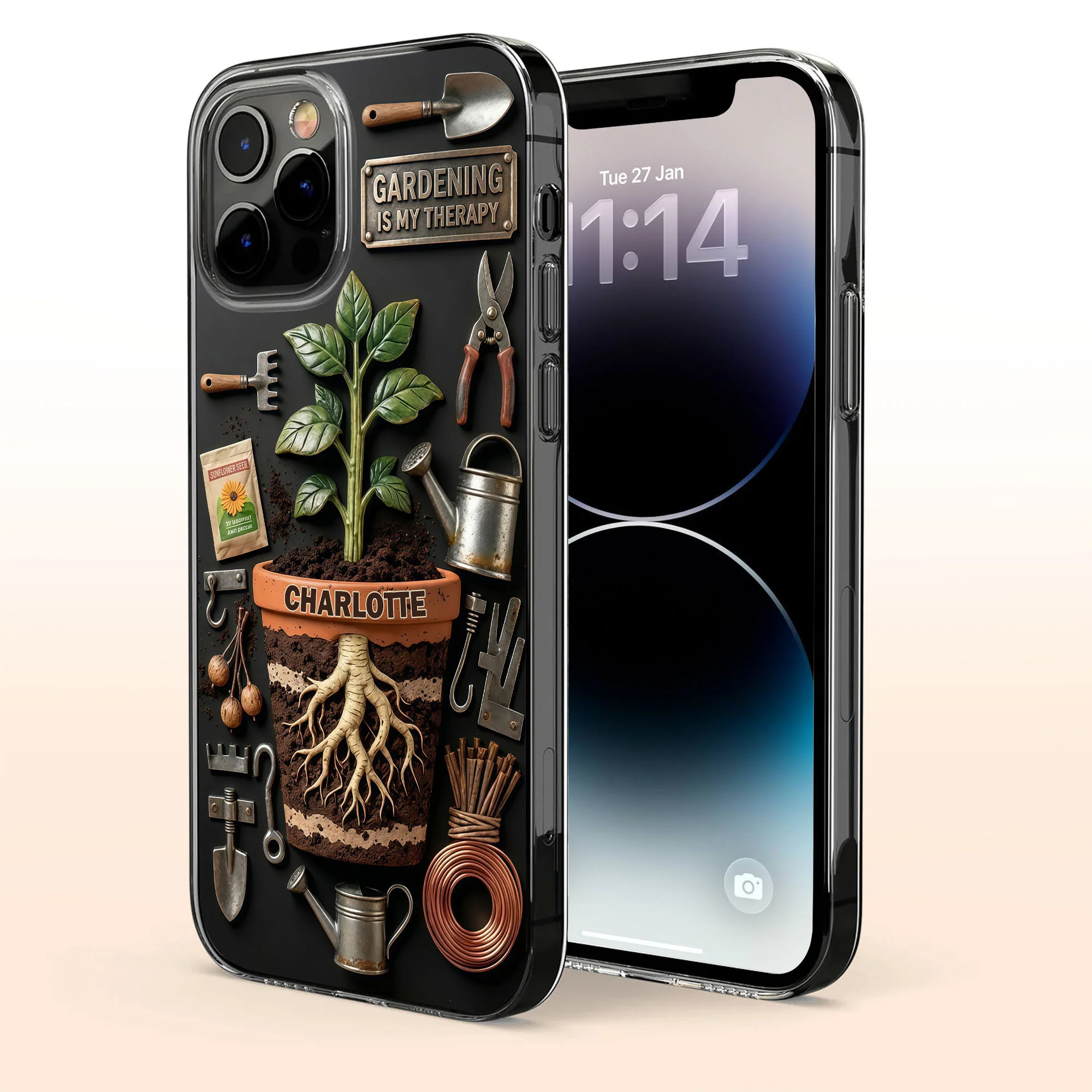 Gardening Is My Therapy Personalized Plant And Garden Tools Design - Personalized Clear Phone Case - GAR037_PHC - Image 3