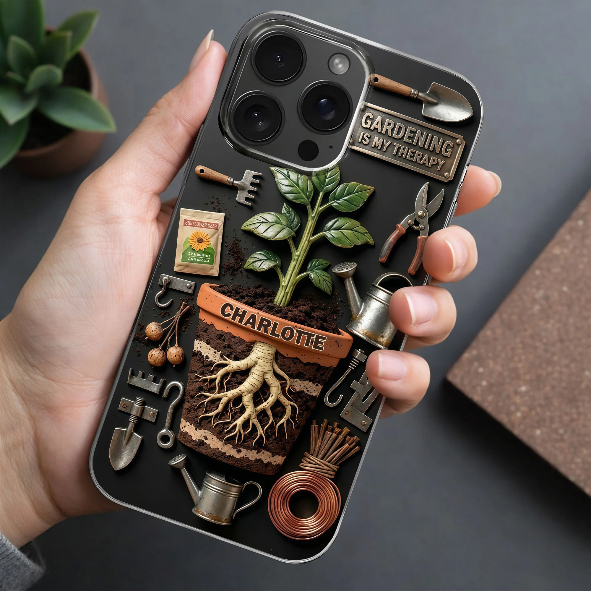 Gardening Is My Therapy Personalized Plant And Garden Tools Design - Personalized Clear Phone Case - GAR037_PHC - Image 5