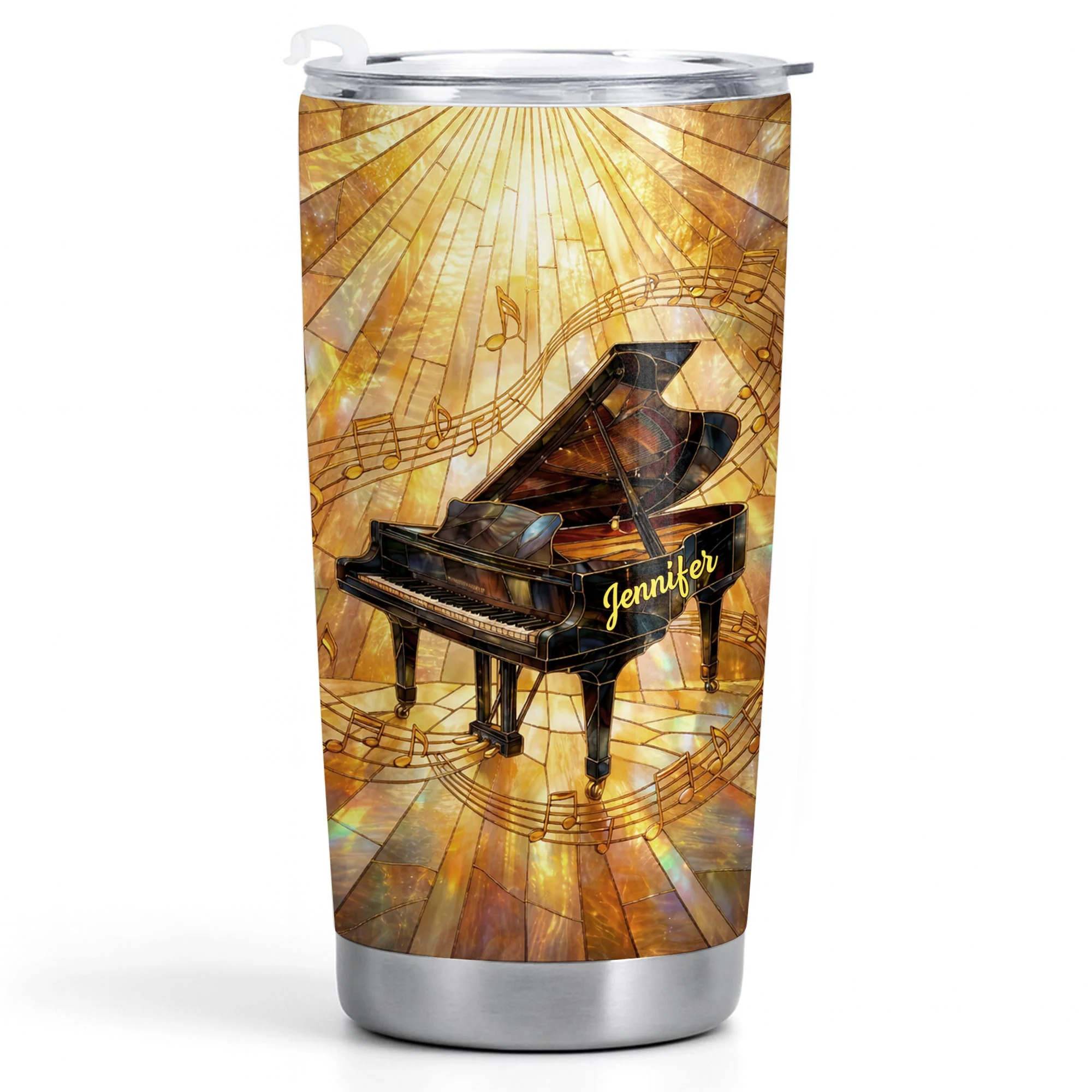 Grand Piano Surrounded By A Symphony Of Musical Notes And Light - Personalized Custom Stainless Steel Tumbler 20oz 30oz - HOB086_TB - Image 10