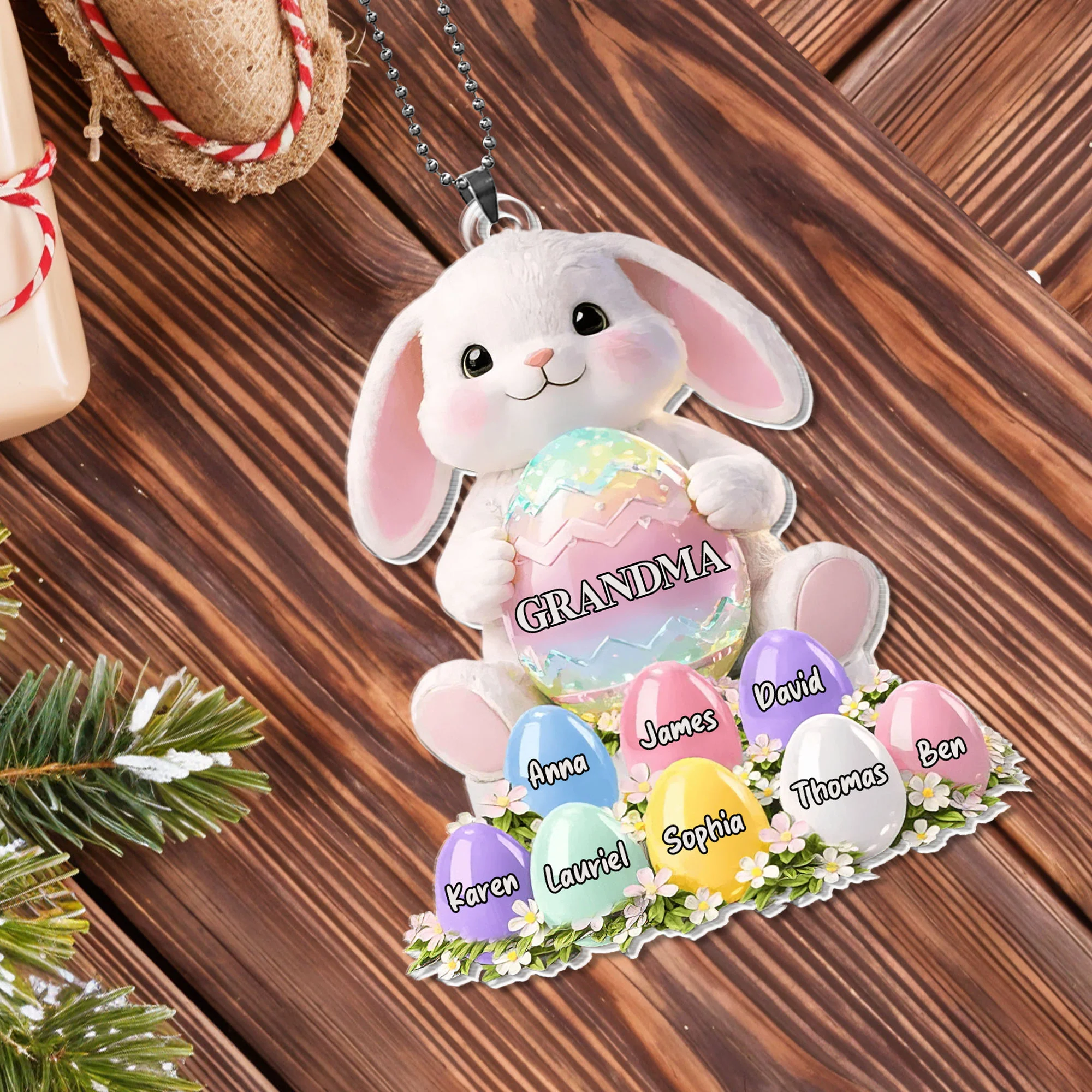 Grandma Bunny With Colorful Easter Eggs And Spring Flowers - Personalized Custom Acrylic Ornament, Car Hanging Ornament - GRM114_ACA - Image 10