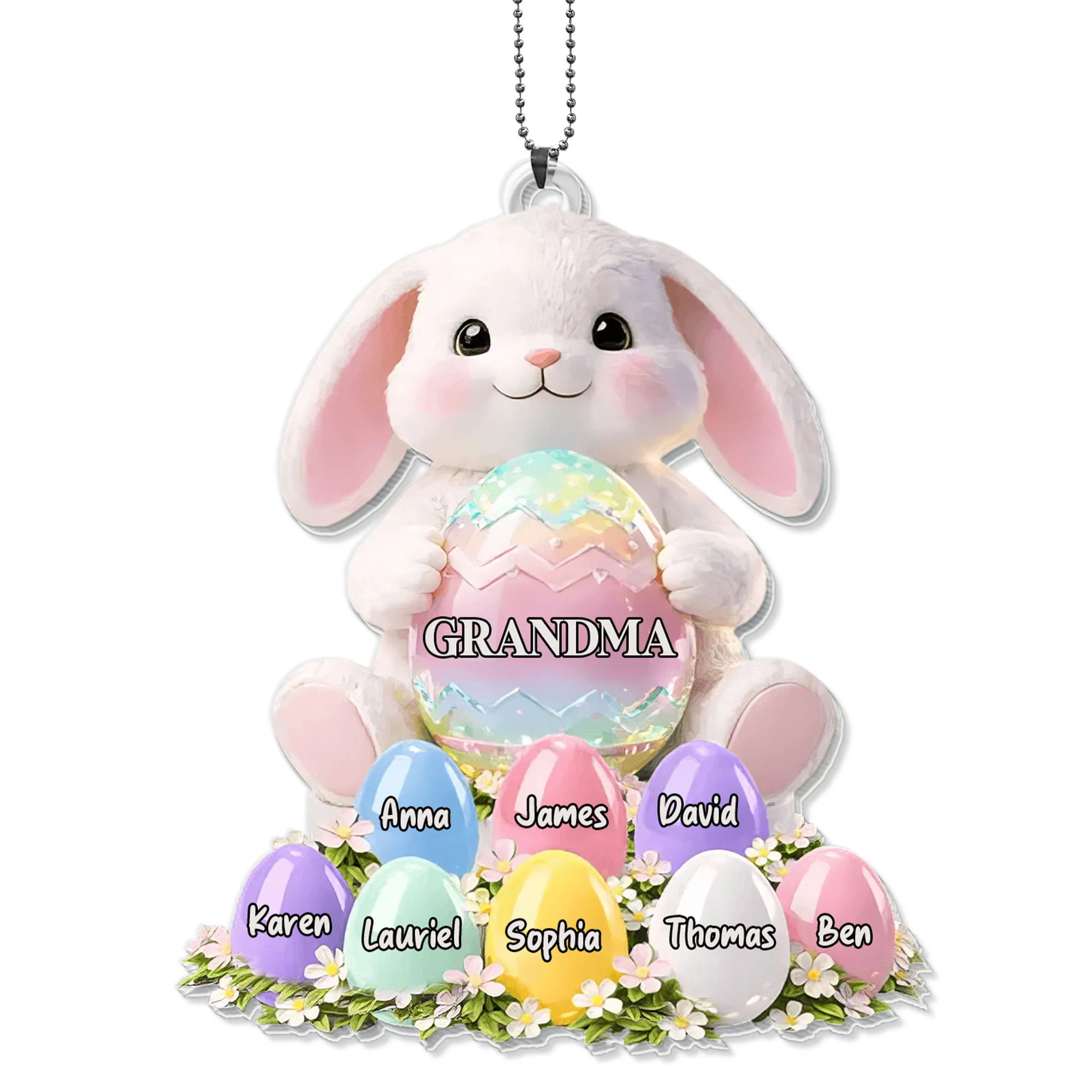 Grandma Bunny With Colorful Easter Eggs And Spring Flowers - Personalized Custom Acrylic Ornament, Car Hanging Ornament - GRM114_ACA - Image 11