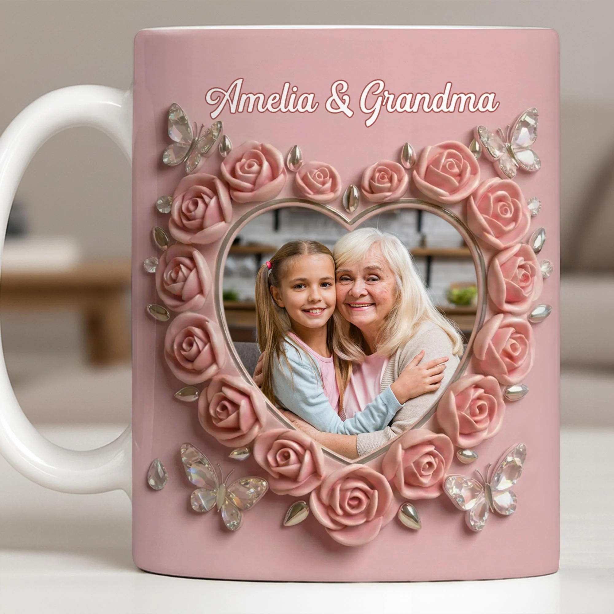 Grandma Love Like No Other Roses Heart And Butterflies - Personalized Custom Coffee Mug - GRM115_MG - Image 10