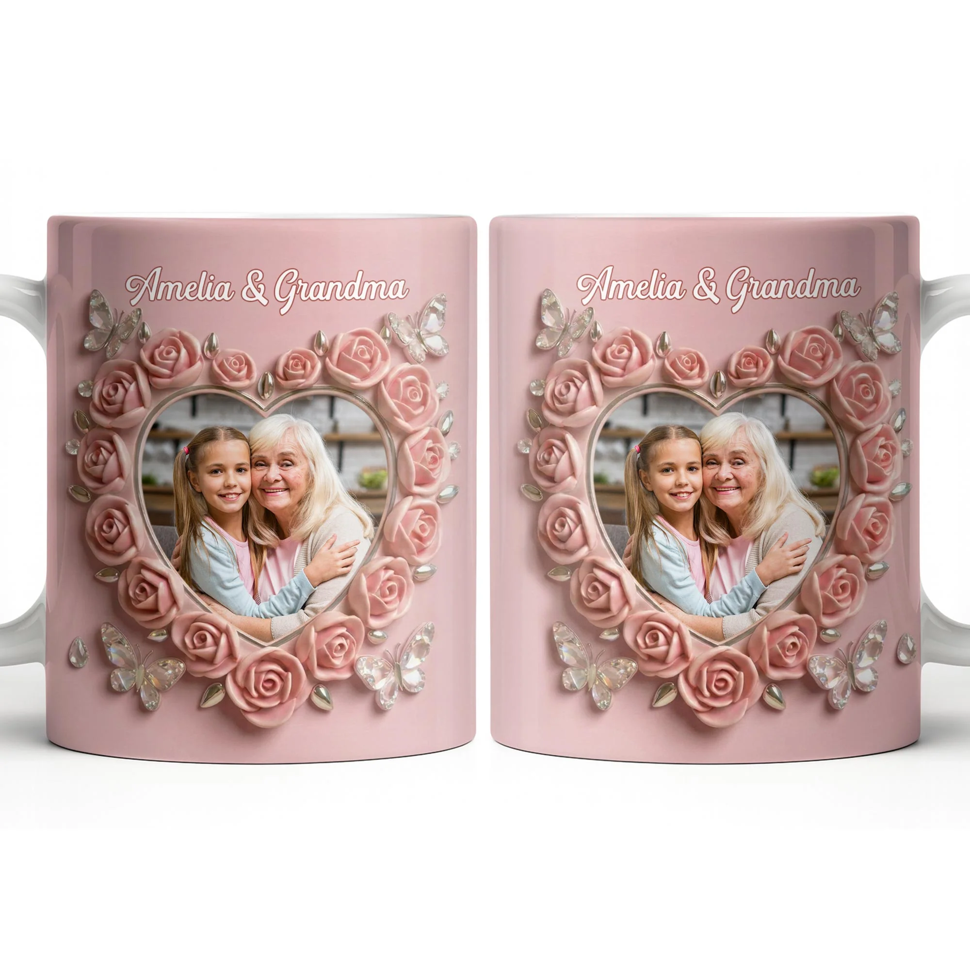 Grandma Love Like No Other Roses Heart And Butterflies - Personalized Custom Coffee Mug - GRM115_MG - Image 12