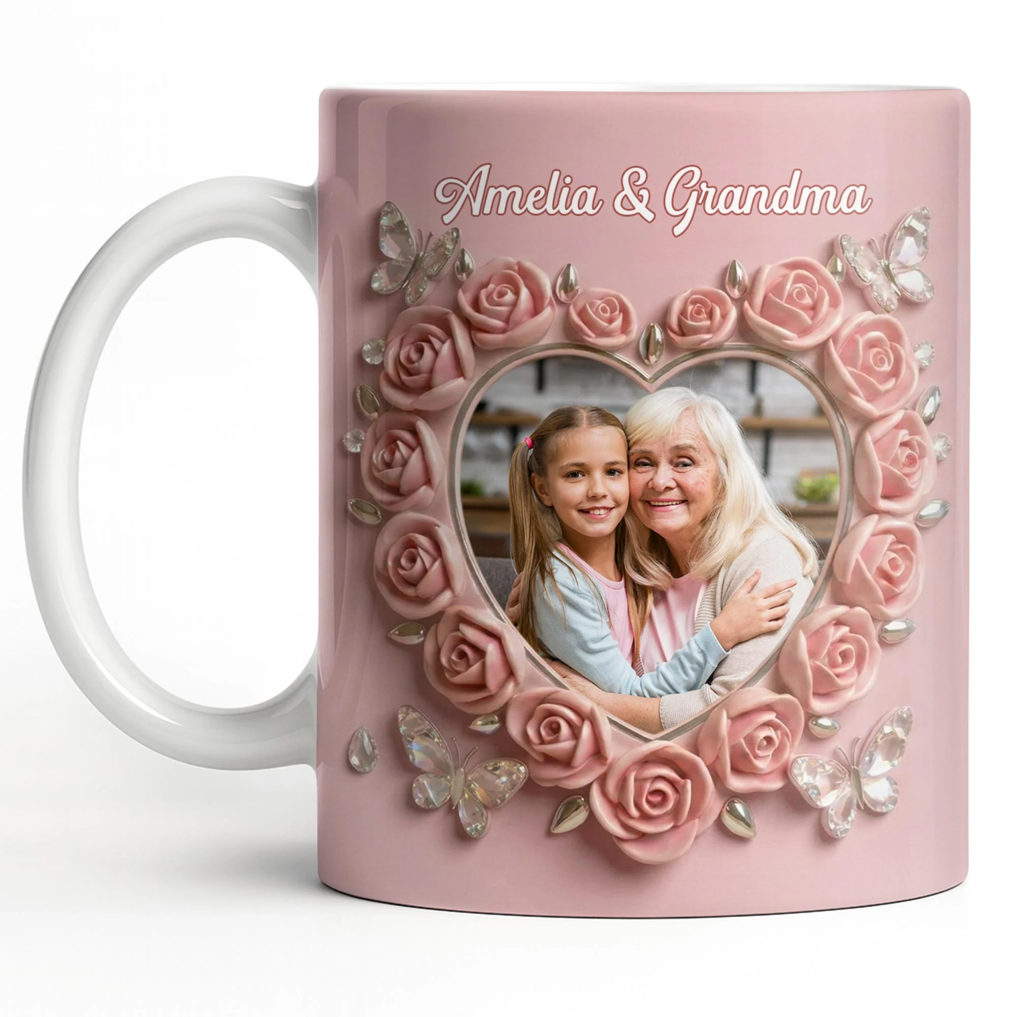 Grandma Love Like No Other Roses Heart And Butterflies - Personalized Custom Coffee Mug - GRM115_MG - Image 13