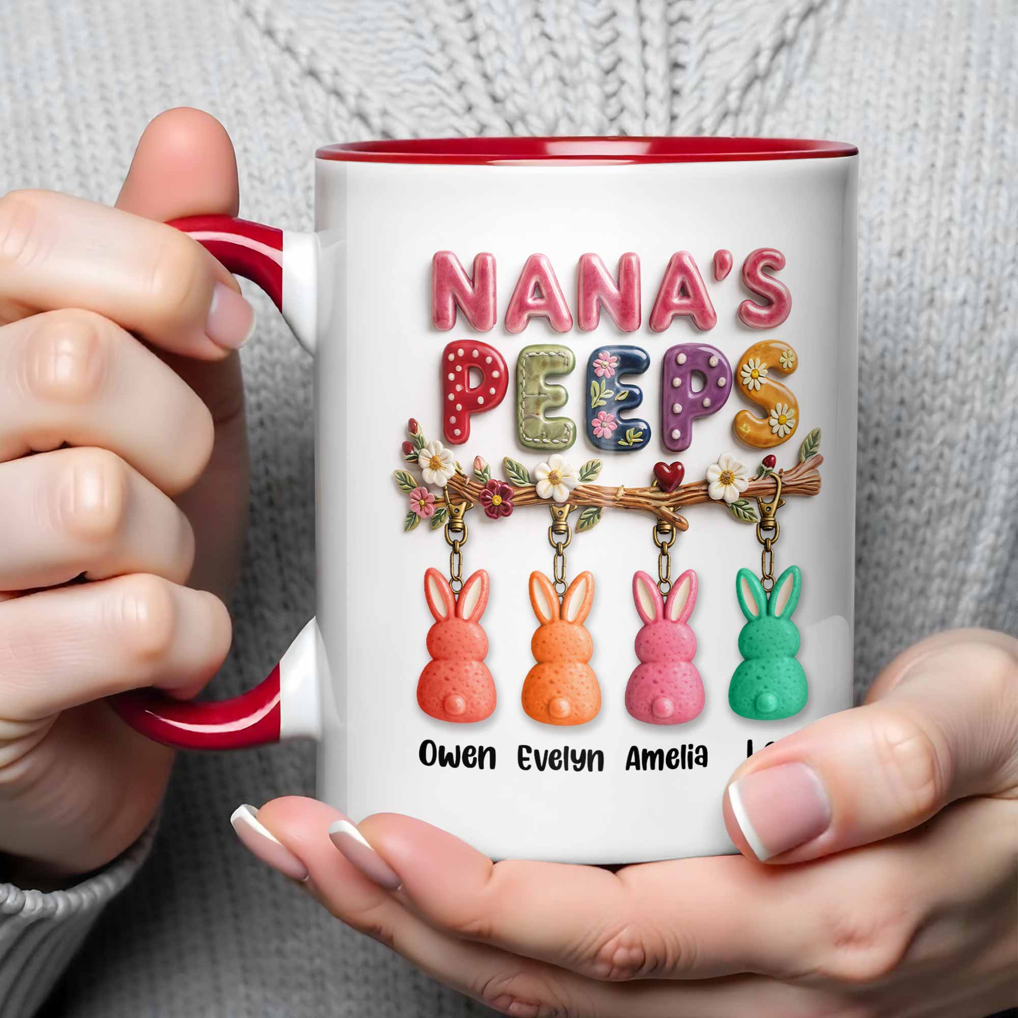 Grandma's Peeps With Easter Eggs And Bunny Peeps On Branch - Personalized Custom Accent Mug - GRM108_AMUG - Image 5
