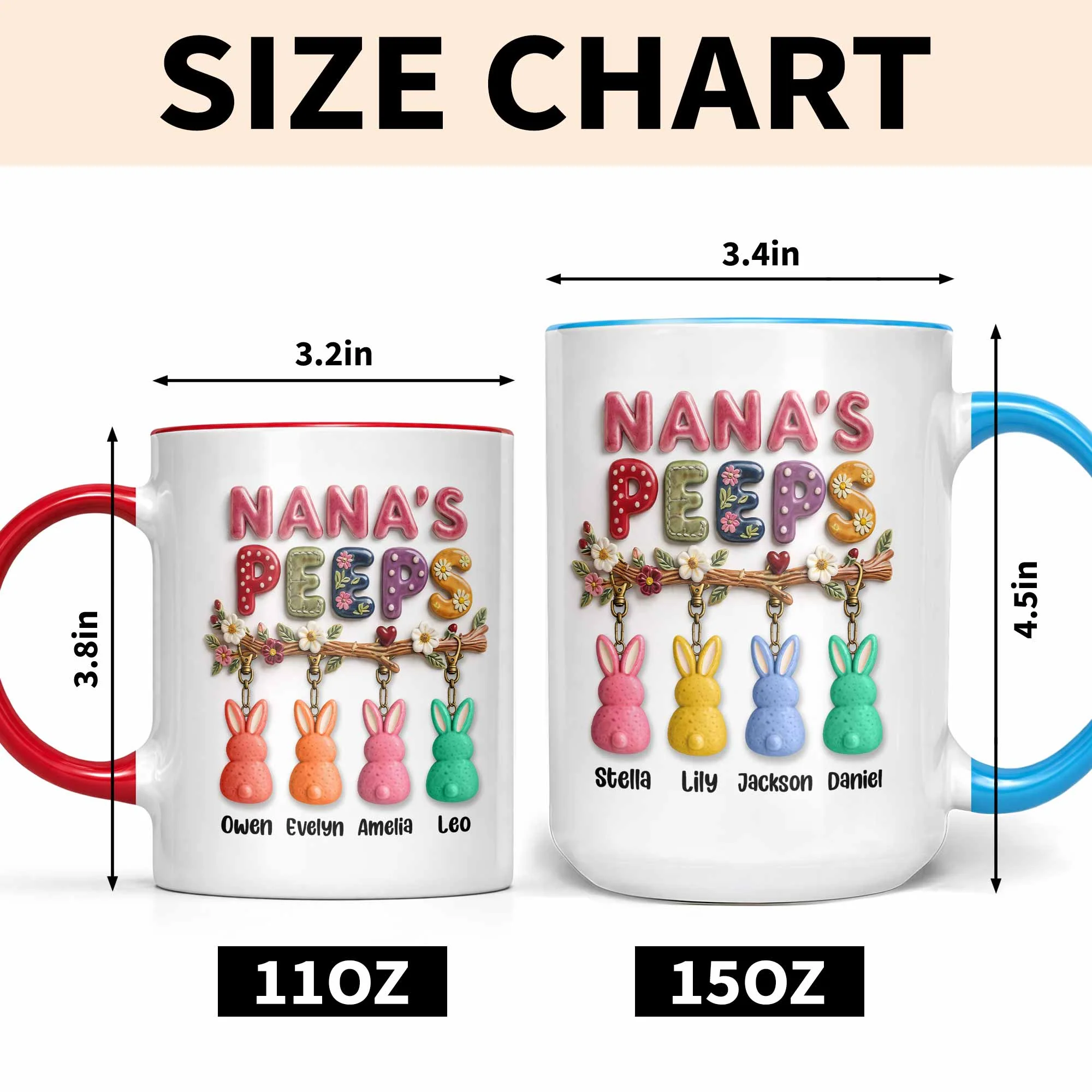 Grandma's Peeps With Easter Eggs And Bunny Peeps On Branch - Personalized Custom Accent Mug - GRM108_AMUG - Image 7