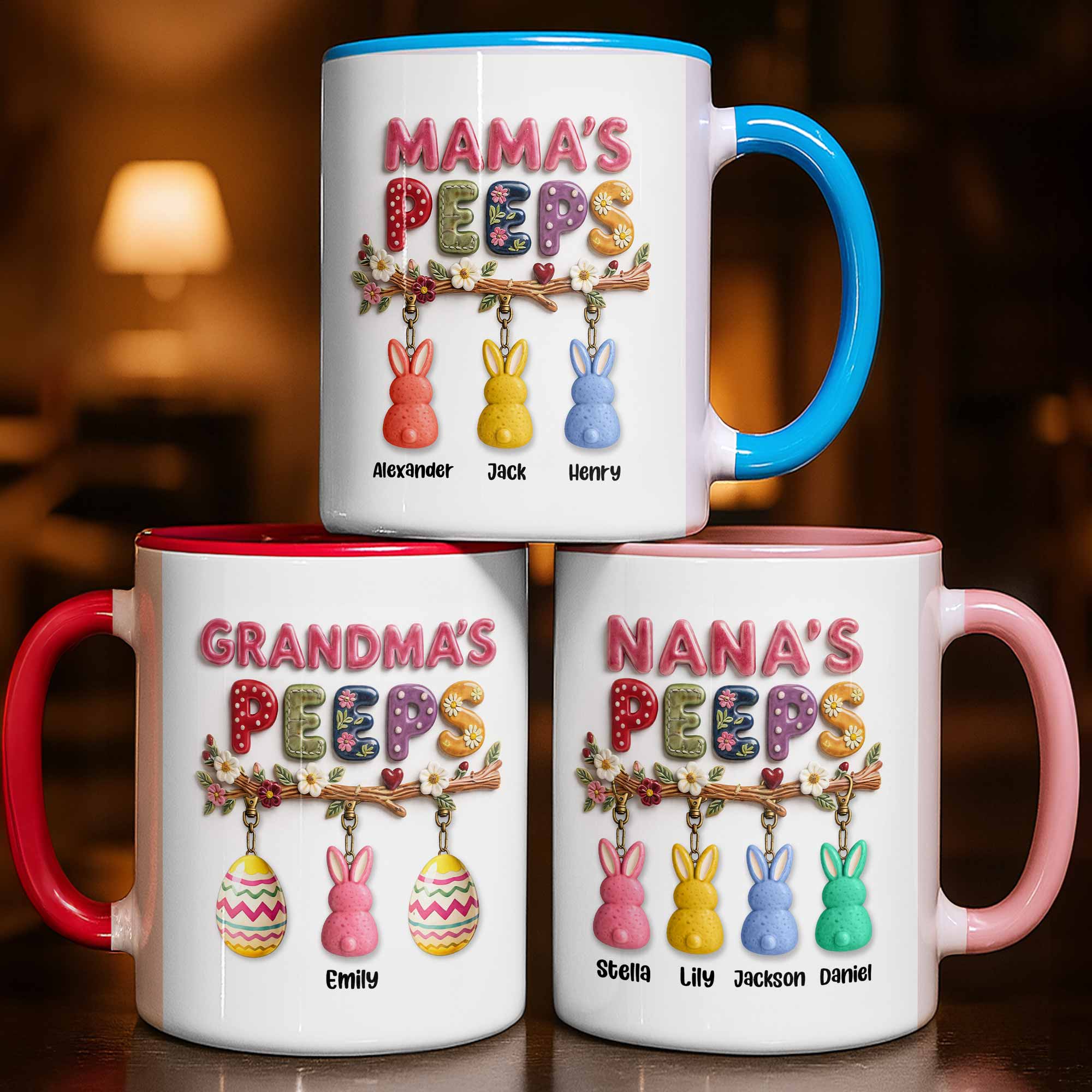 Grandma's Peeps With Easter Eggs And Bunny Peeps On Branch - Personalized Custom Accent Mug - GRM108_AMUG - Image 8