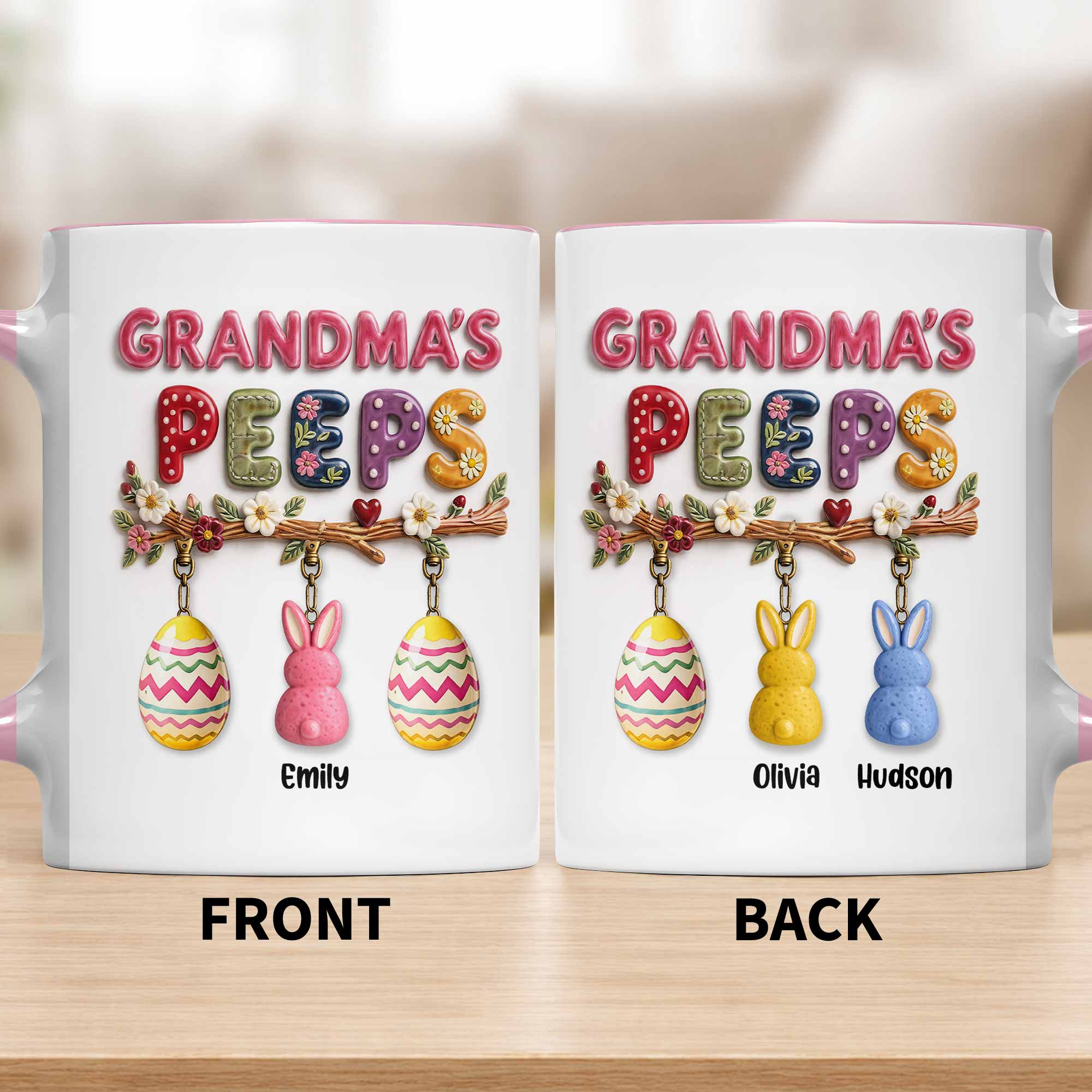 Grandma's Peeps With Easter Eggs And Bunny Peeps On Branch - Personalized Custom Accent Mug - GRM108_AMUG - Image 9