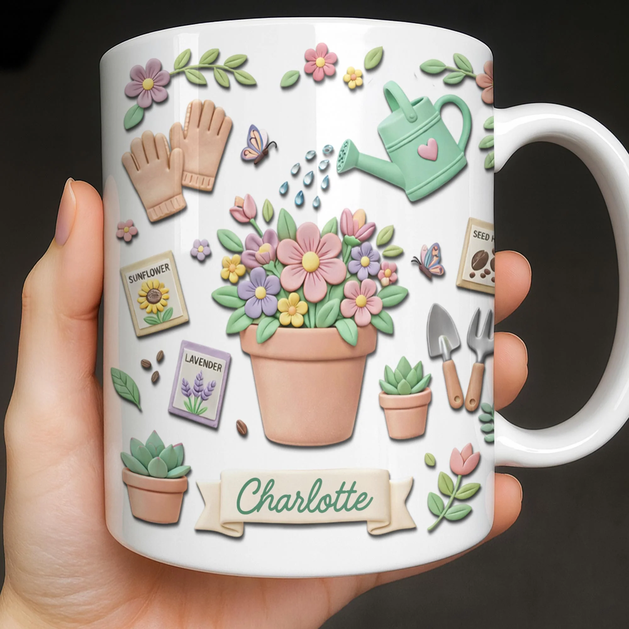 Growing A Beautiful Garden With Flower Pot And Watering Can - Personalized Custom Coffee Mug - GAR043_MG
