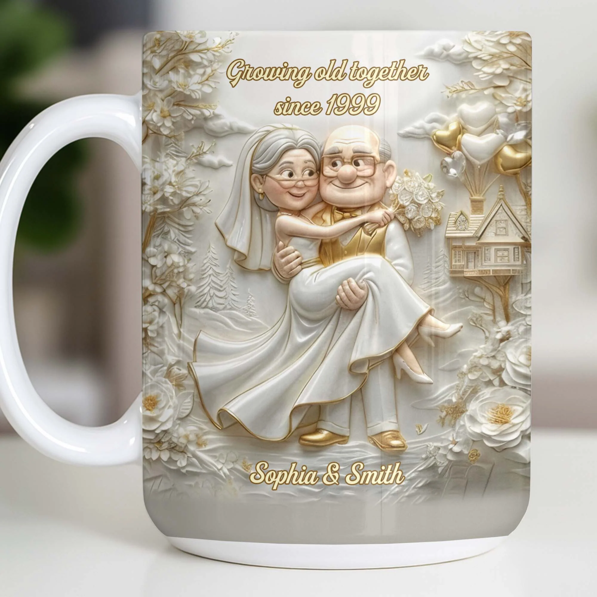 Growing Old Together Custom Couple With House And Balloons Design - Personalized Custom Coffee Mug - CPL1385_MG - Image 11