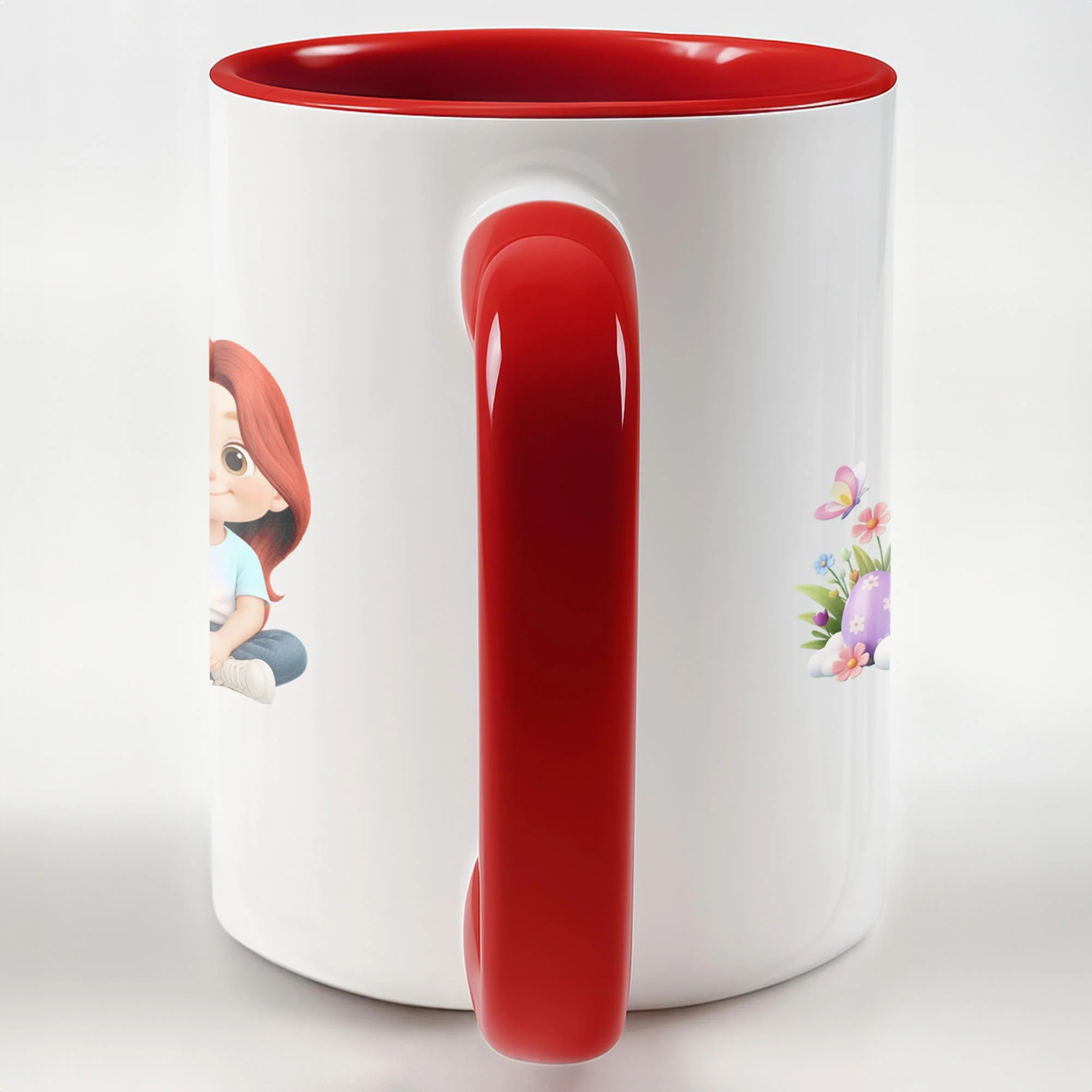 Happy Easter Day Gradient Alphabet And Cute Little Girl With Easter Eggs - Personalized Custom Accent Mug - KID607_AMUG - Image 9