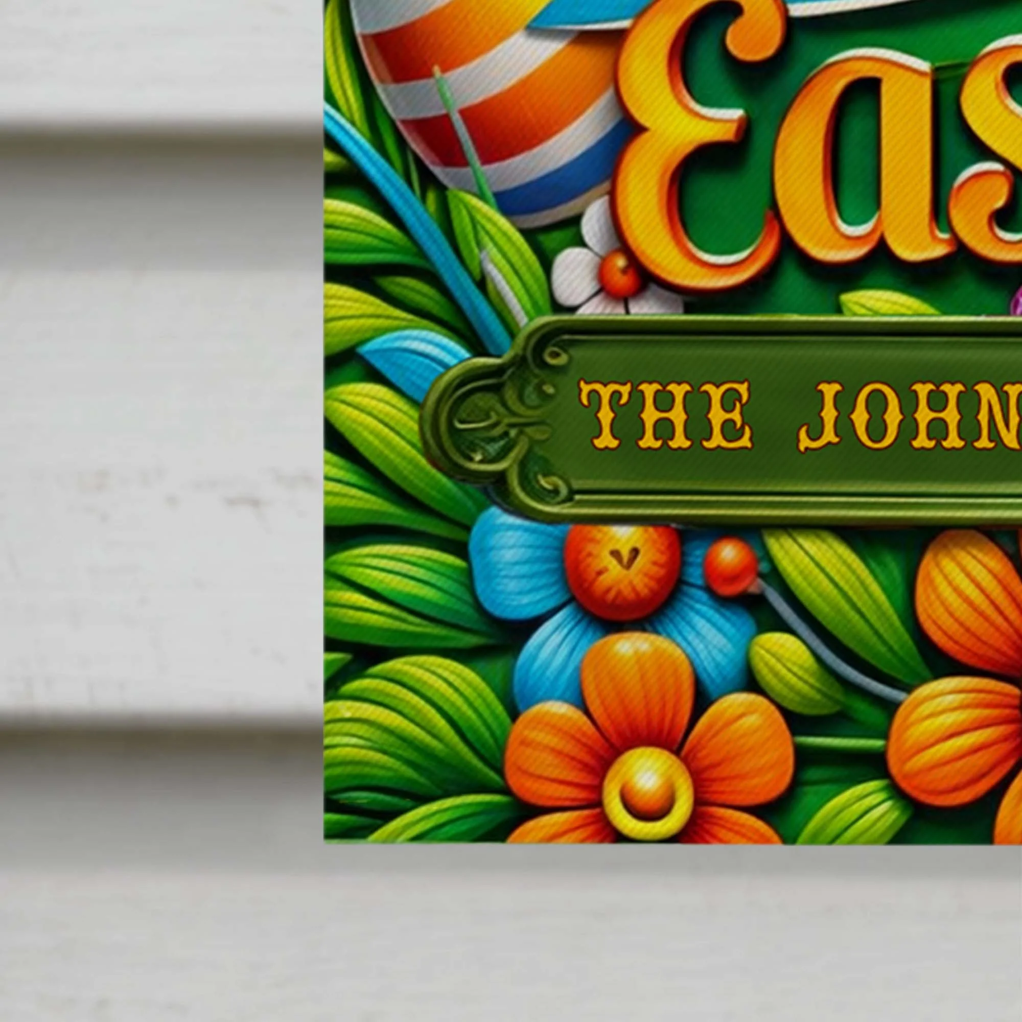 Happy Easter Personalized Bunny With Carrot And Colorful Flowers - Personalized Flag - FTH131_GAF - Image 5