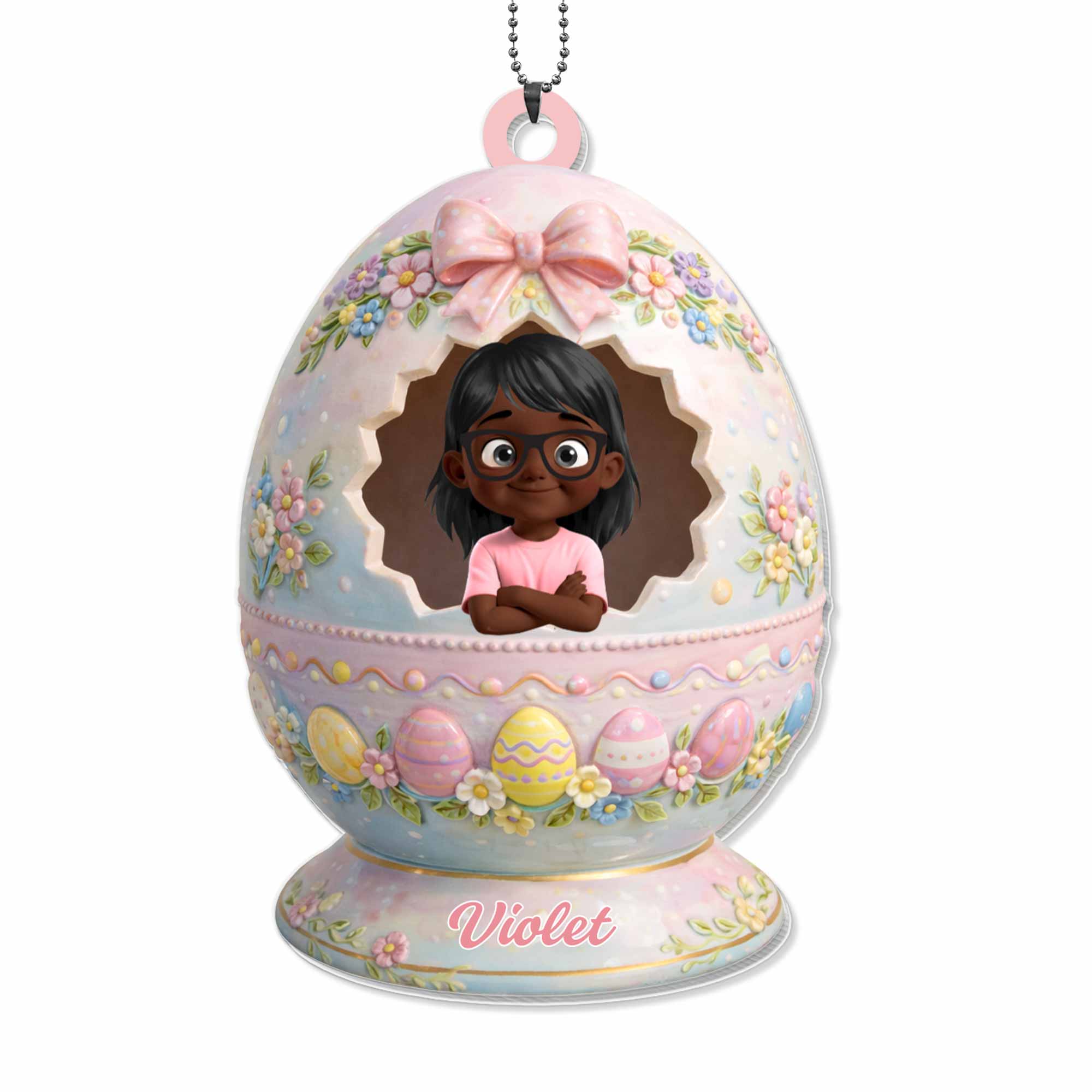 Happy Easter To Our Little Egg-stra Special Girl Flower Easter Egg - Personalized Custom Acrylic Ornament, Car Hanging Ornament - KID557_ACA - Image 11