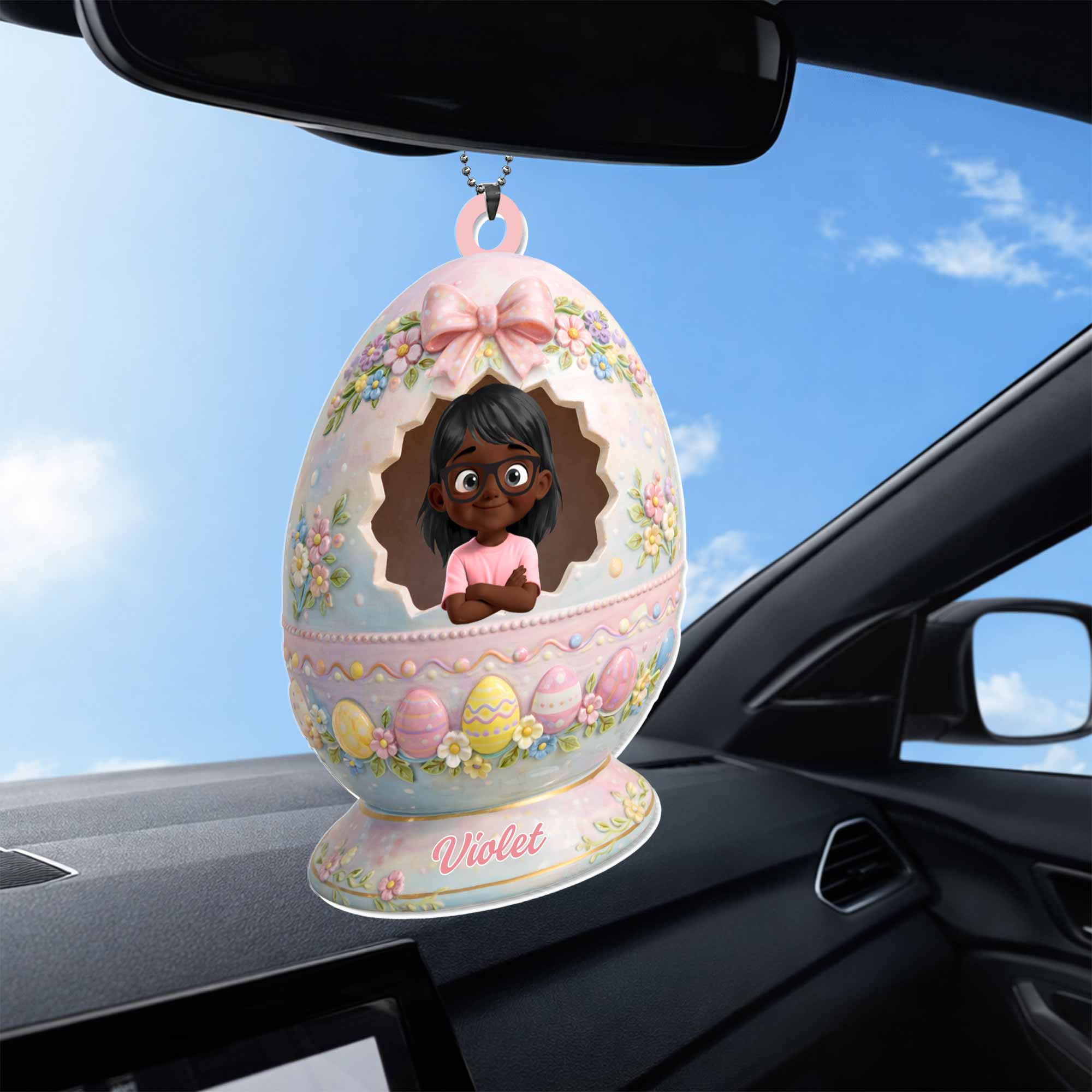 Happy Easter To Our Little Egg-stra Special Girl Flower Easter Egg - Personalized Custom Acrylic Ornament, Car Hanging Ornament - KID557_ACA - Image 6