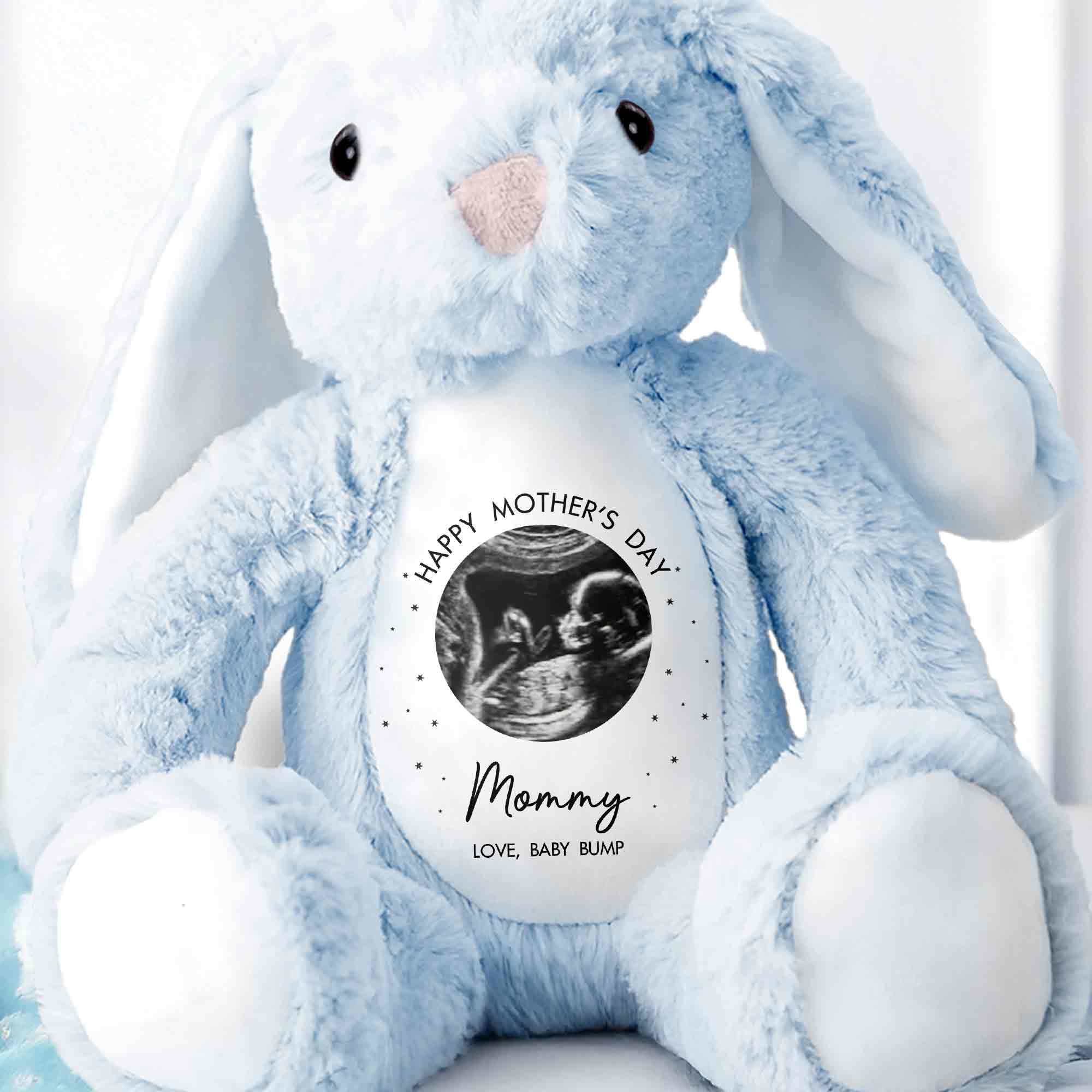 Happy Mother's Day Mommy Baby Bump Ultrasound Photo Stars Bunny - Personalized Stuffed Bunny - MOM180_BUN - Image 5