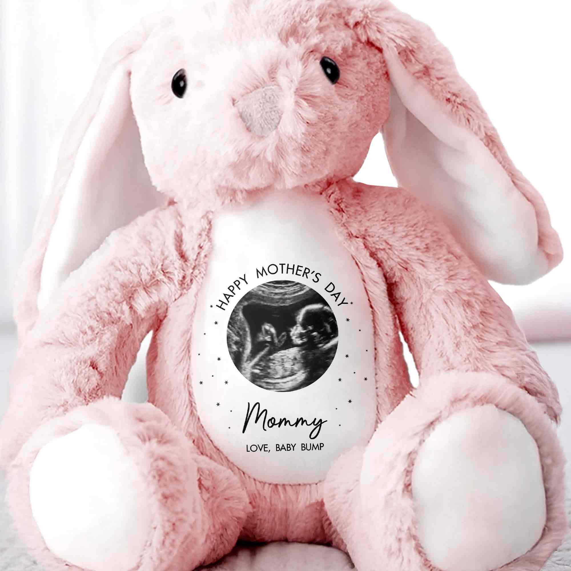 Happy Mother's Day Mommy Baby Bump Ultrasound Photo Stars Bunny - Personalized Stuffed Bunny - MOM180_BUN - Image 6