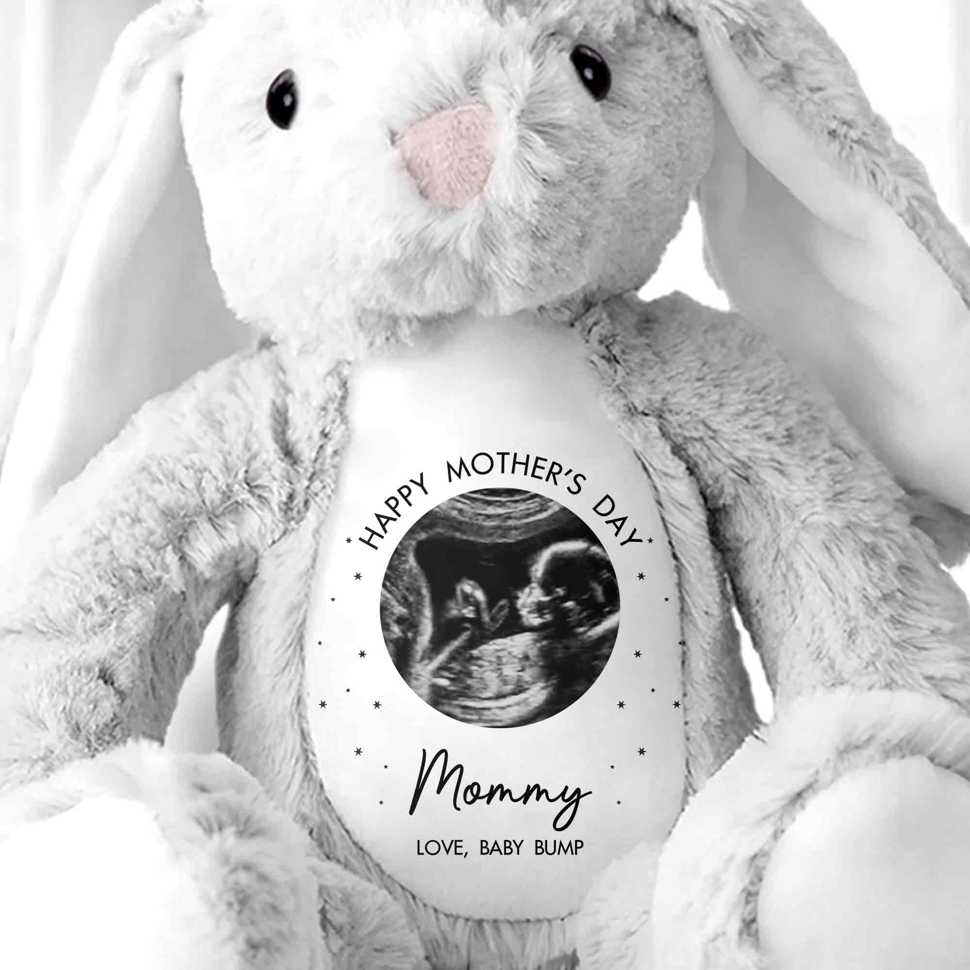 Happy Mother's Day Mommy Baby Bump Ultrasound Photo Stars Bunny - Personalized Stuffed Bunny - MOM180_BUN - Image 8