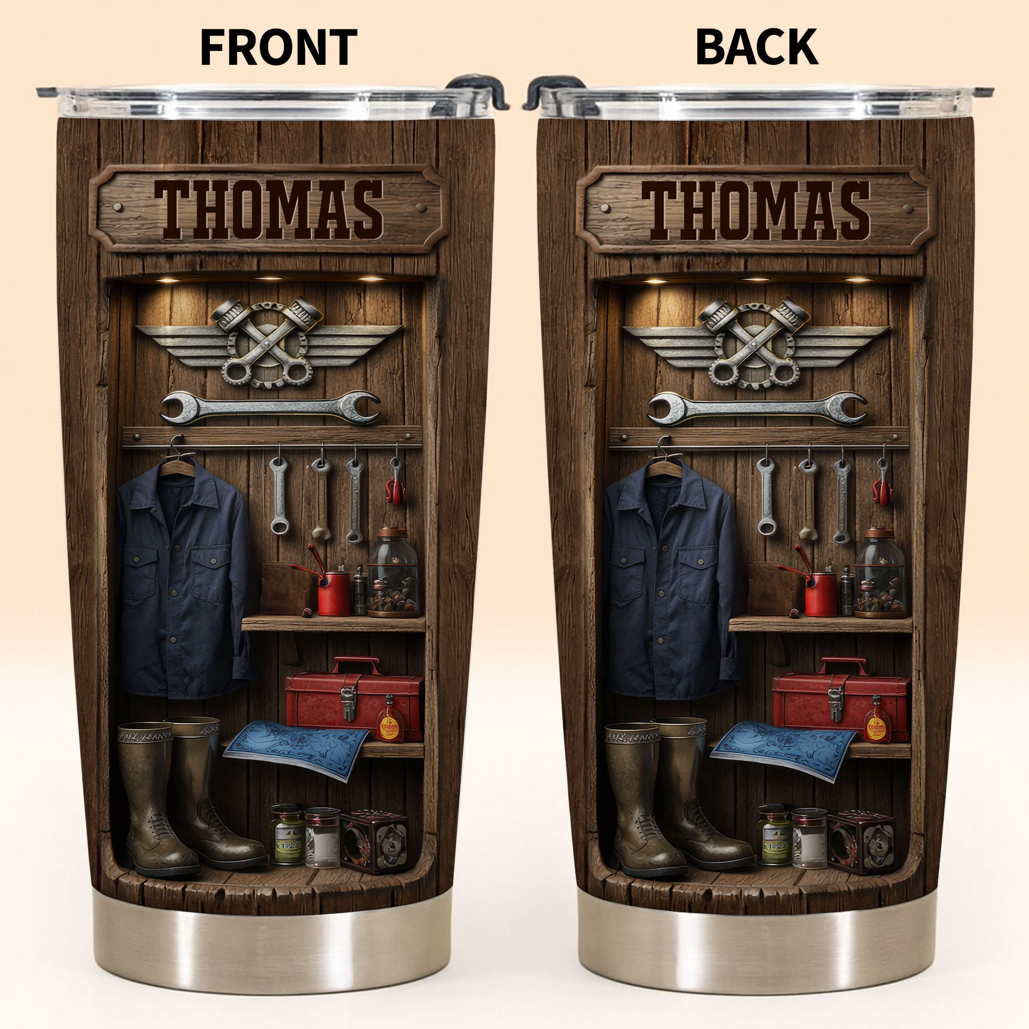 Hardworking Hands Deserve A Break With Mechanic Tools And Wood Locker - Personalized Custom Stainless Steel Tumbler 20oz 30oz - JBS173_TB - Image 5