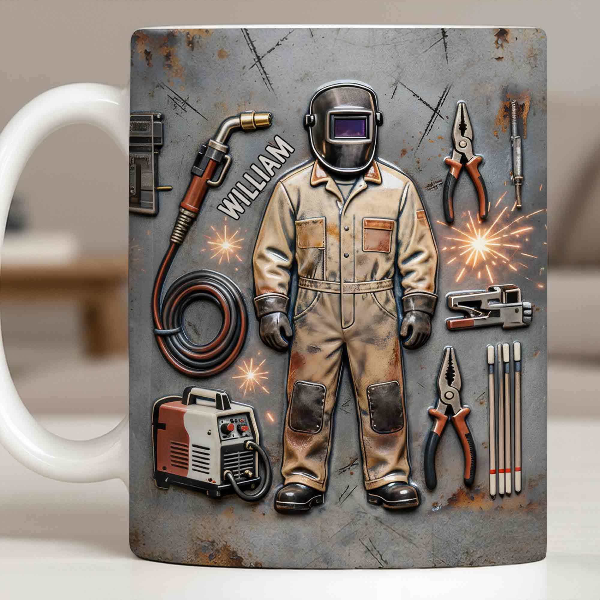 Hardworking Welder At Service With Welding Tools And Gear - Personalized Custom Coffee Mug - JBS134_MG - Image 10