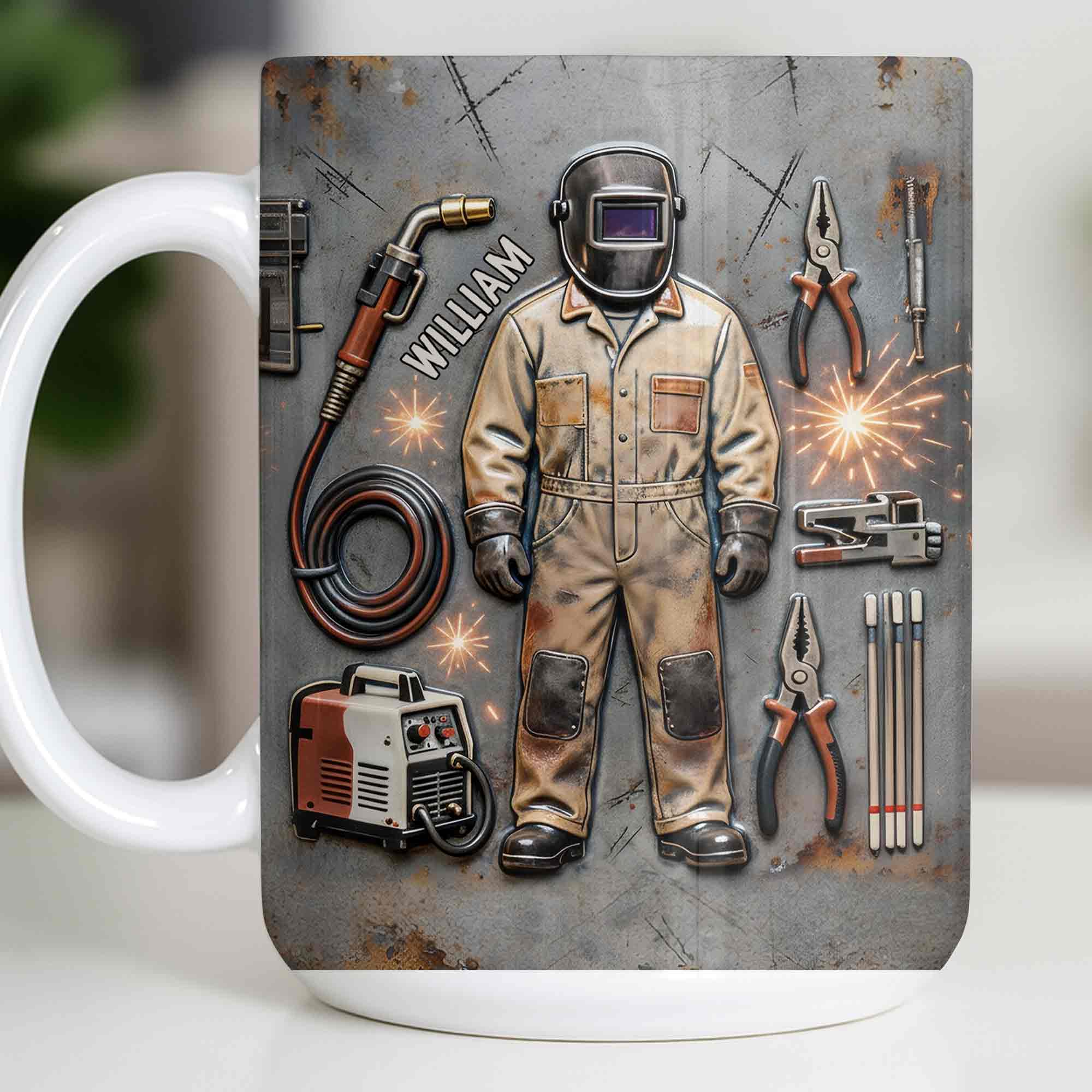 Hardworking Welder At Service With Welding Tools And Gear - Personalized Custom Coffee Mug - JBS134_MG - Image 11