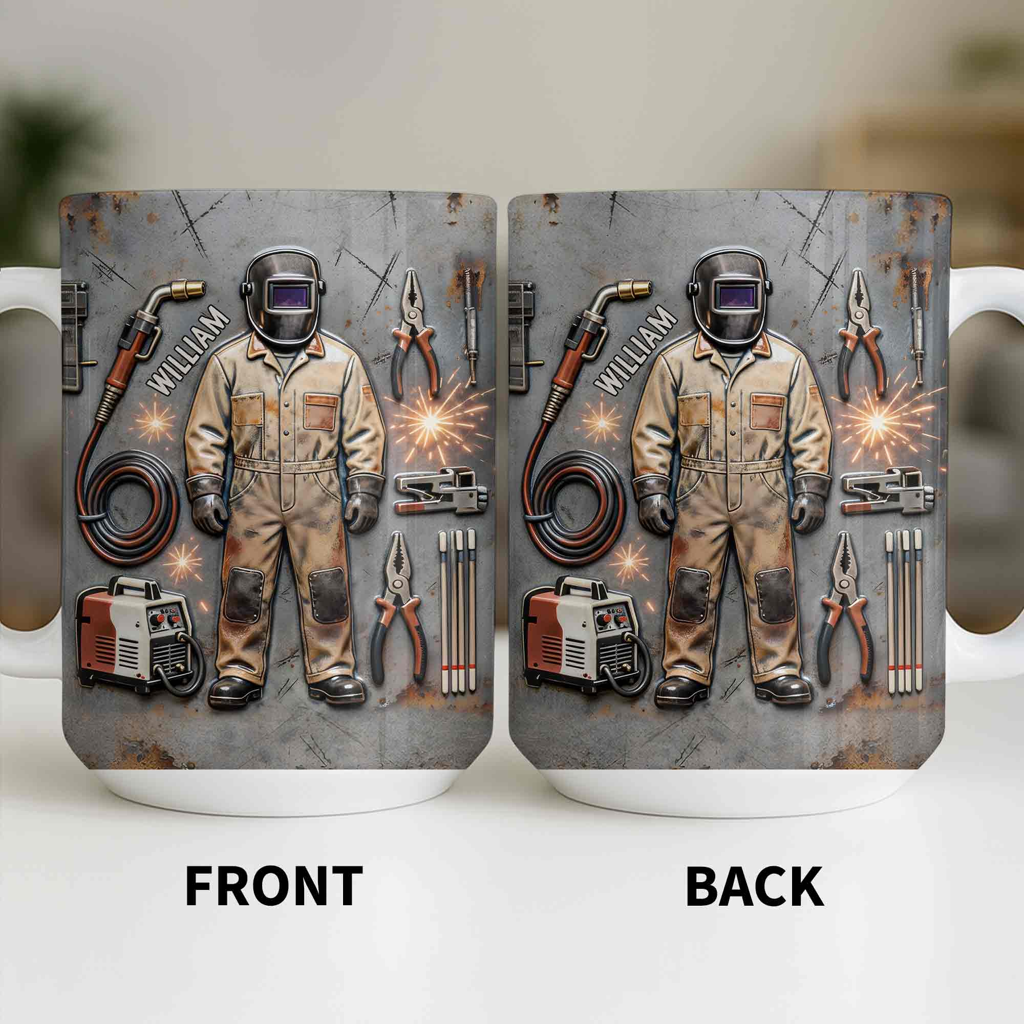 Hardworking Welder At Service With Welding Tools And Gear - Personalized Custom Coffee Mug - JBS134_MG - Image 12