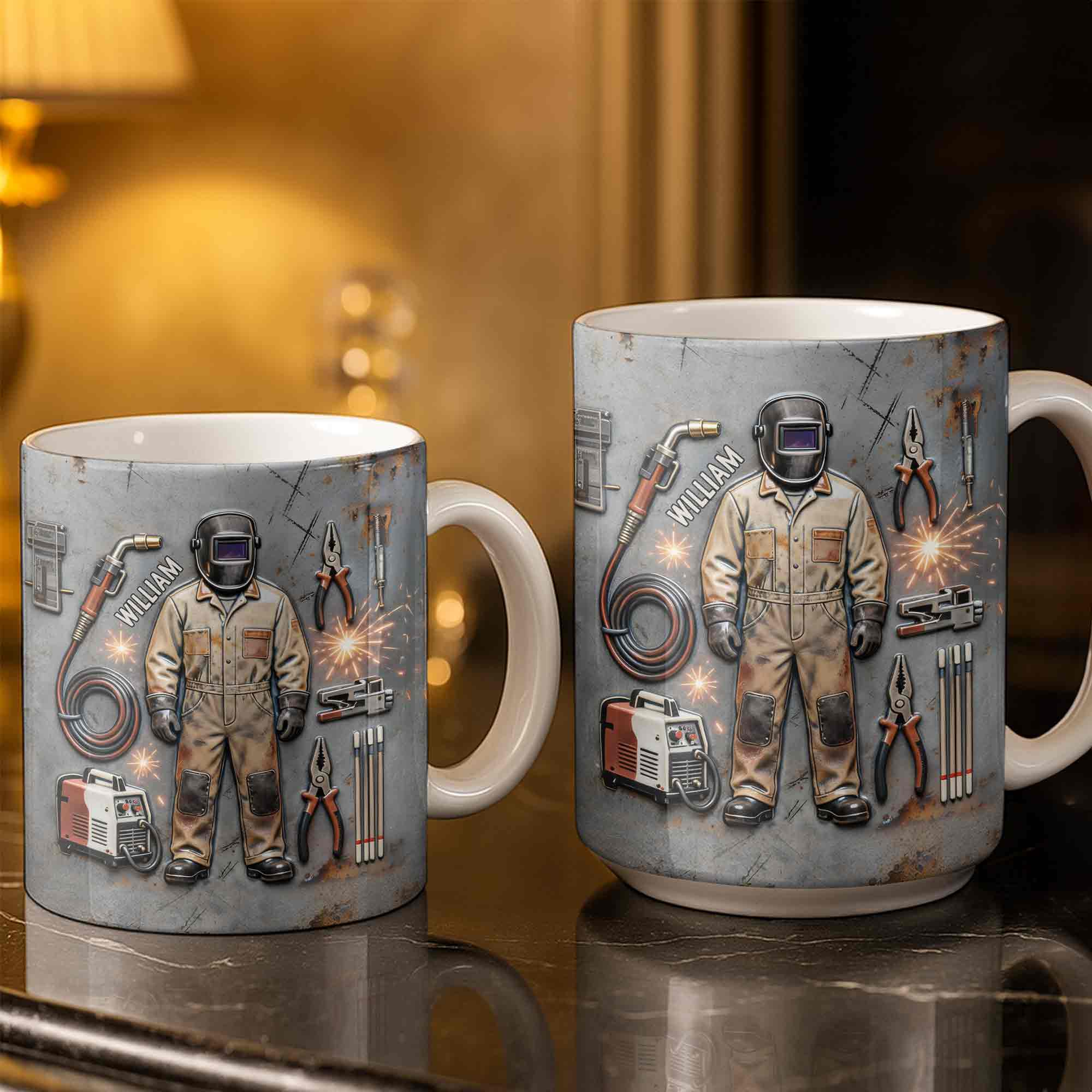 Hardworking Welder At Service With Welding Tools And Gear - Personalized Custom Coffee Mug - JBS134_MG - Image 3