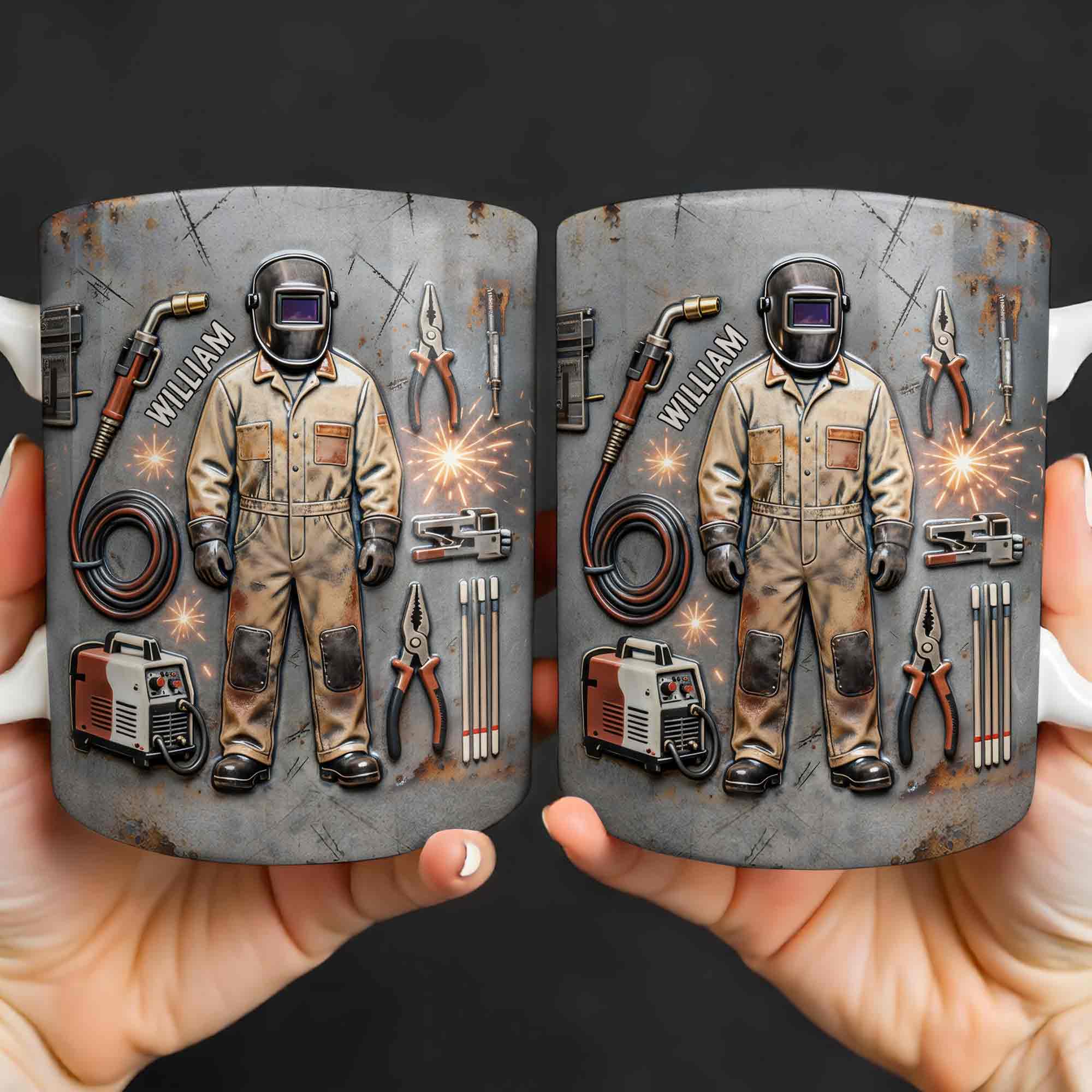 Hardworking Welder At Service With Welding Tools And Gear - Personalized Custom Coffee Mug - JBS134_MG - Image 4