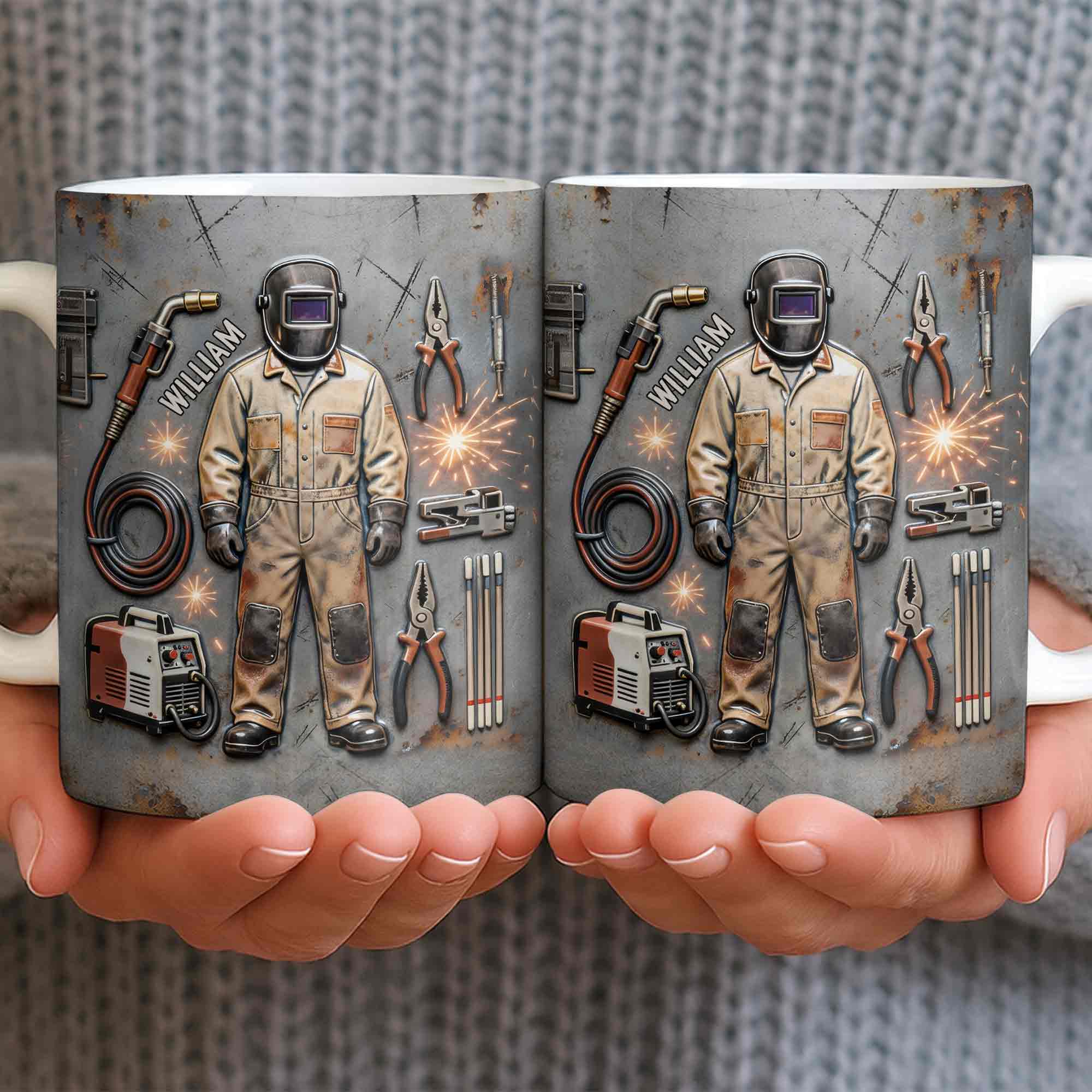 Hardworking Welder At Service With Welding Tools And Gear - Personalized Custom Coffee Mug - JBS134_MG - Image 6