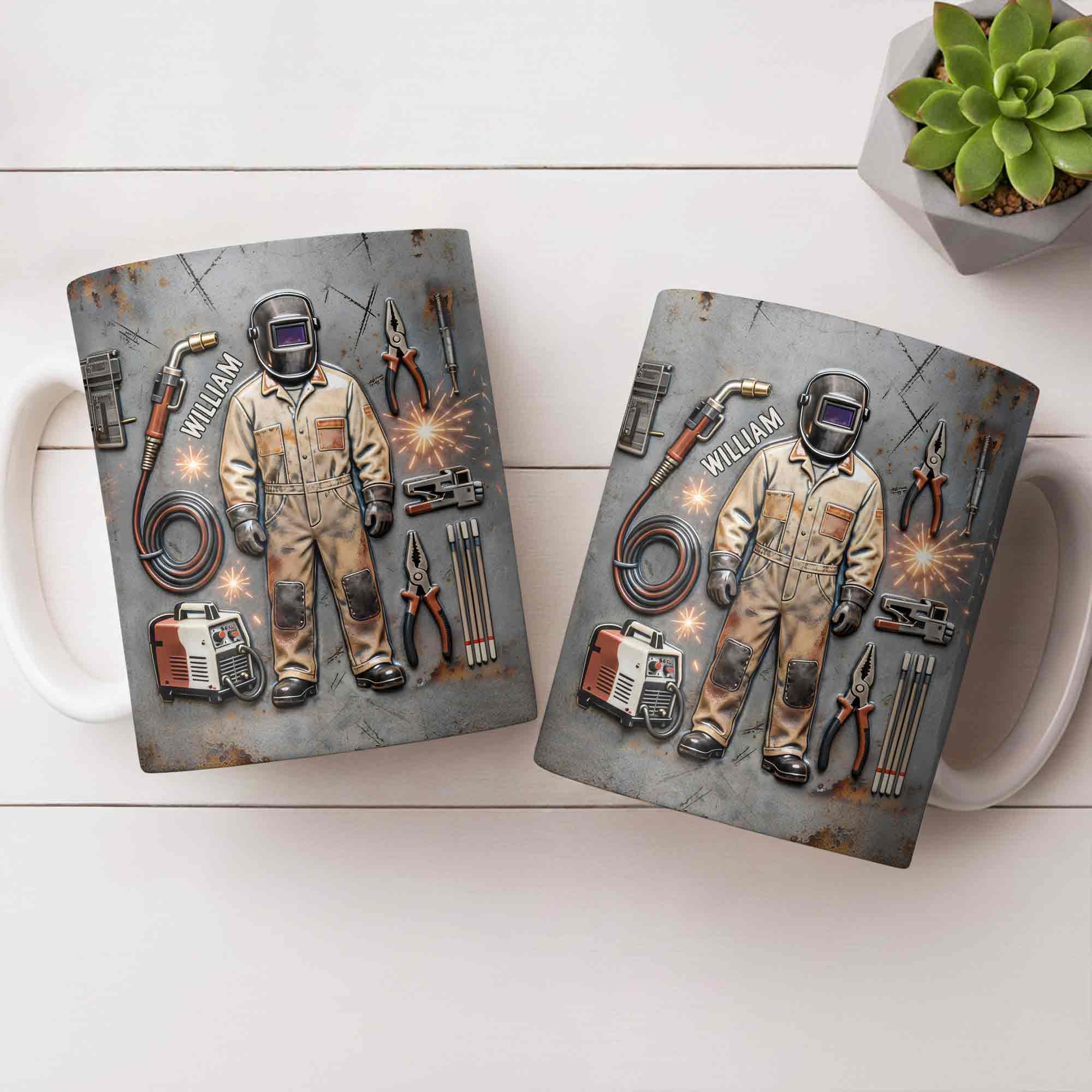 Hardworking Welder At Service With Welding Tools And Gear - Personalized Custom Coffee Mug - JBS134_MG - Image 7