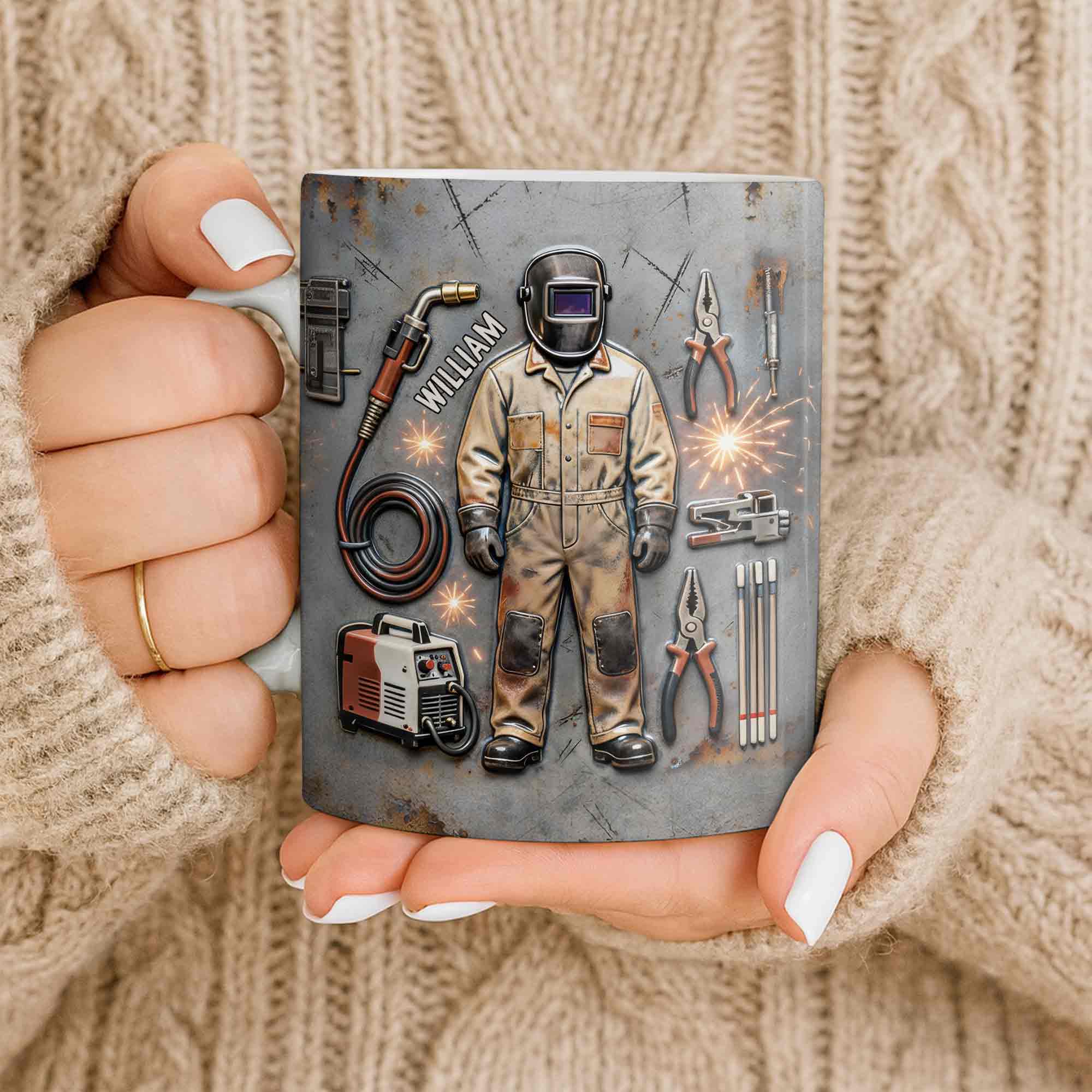 Hardworking Welder At Service With Welding Tools And Gear - Personalized Custom Coffee Mug - JBS134_MG - Image 9