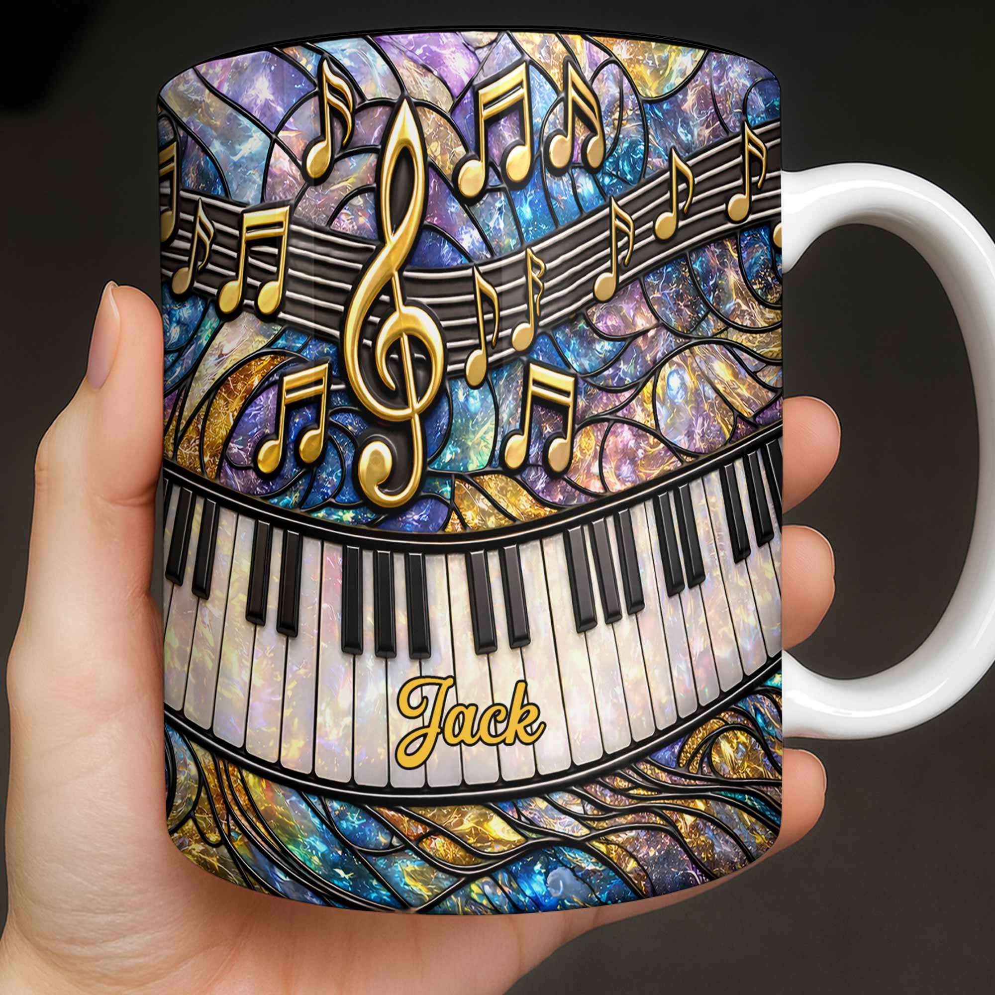 Harmonious Melodies In Every Sip Piano Keys And Music Notes - Personalized Custom Coffee Mug - MUSIC022_MG
