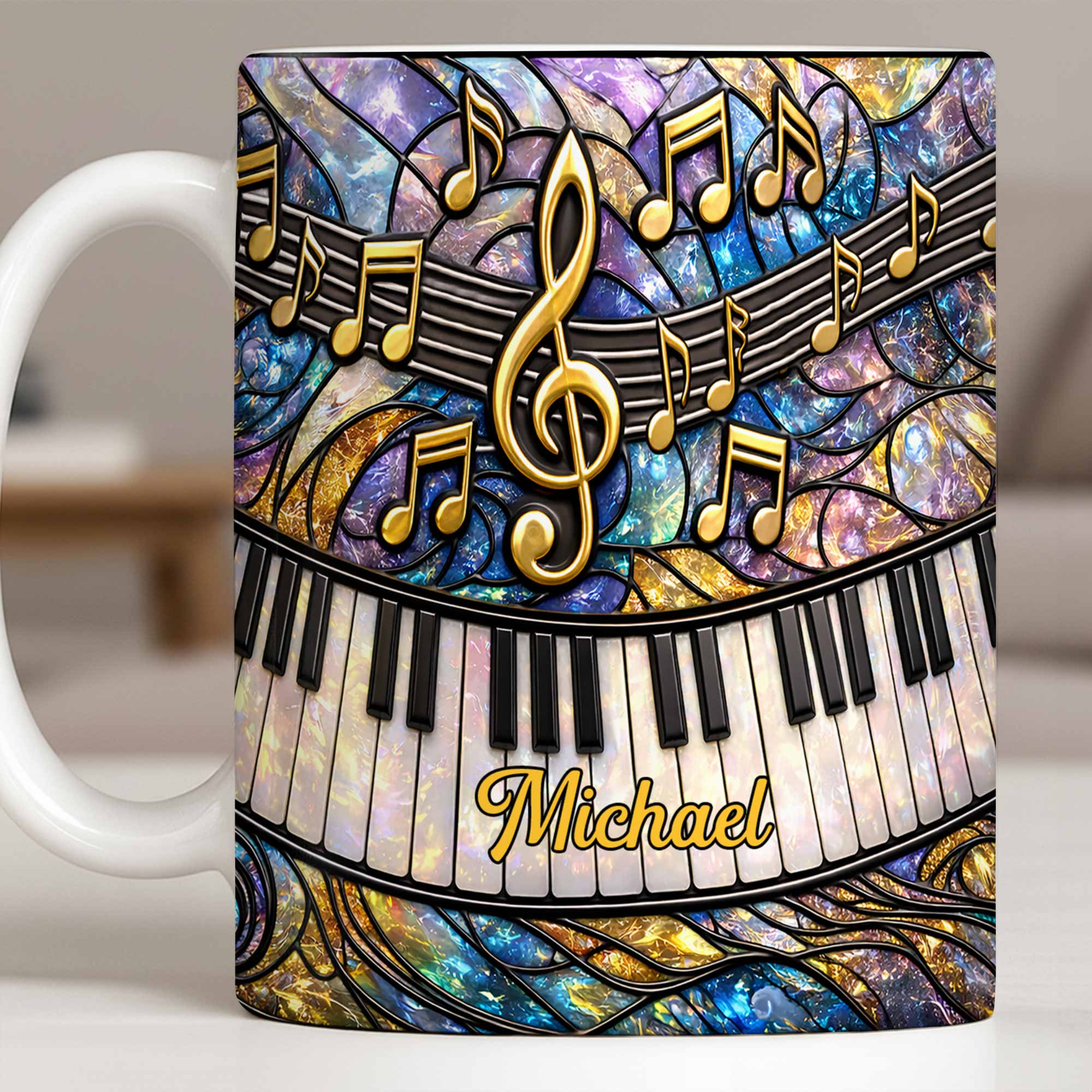 Harmonious Melodies In Every Sip Piano Keys And Music Notes - Personalized Custom Coffee Mug - MUSIC022_MG - Image 3