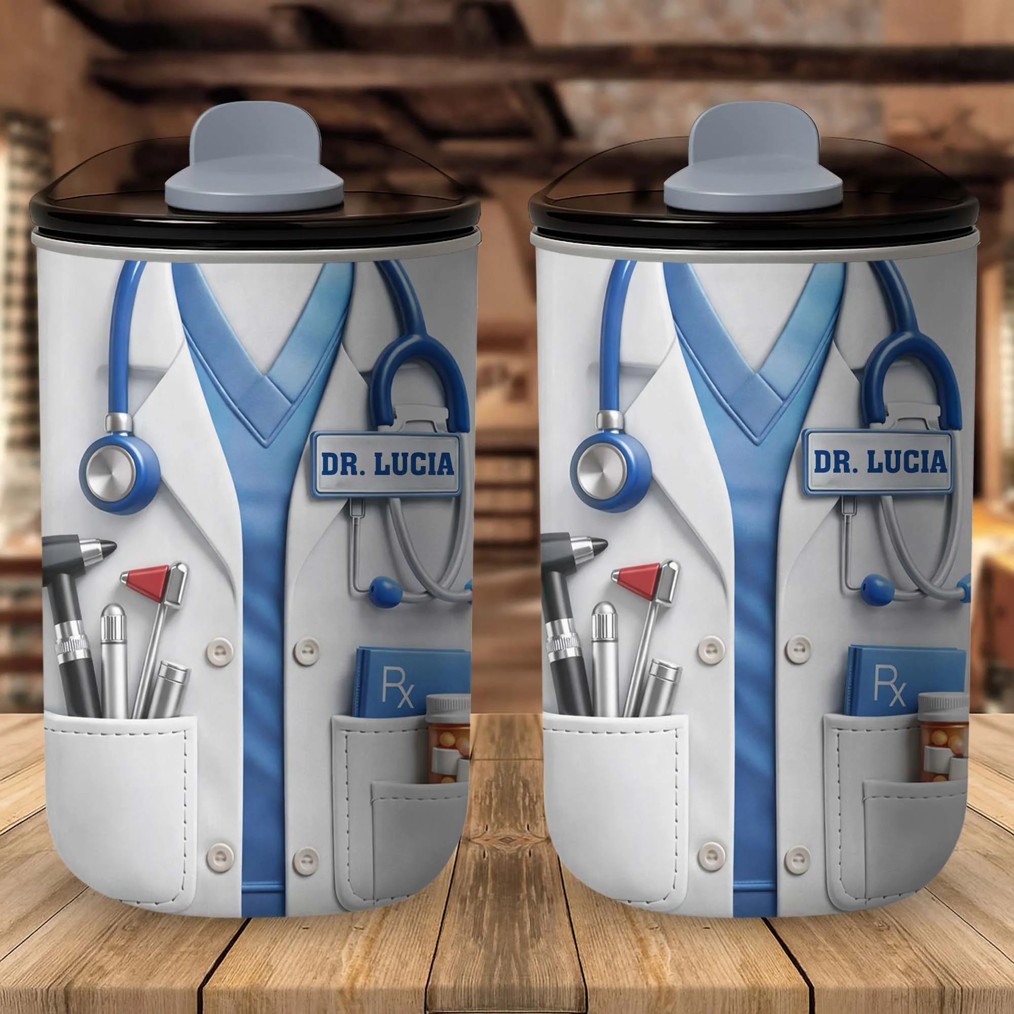 Healthcare Hero Lab Coat And Stethoscope Medical Uniform Design - Personalized Custom 10oz Tumbler - DOC078_MTUM - Image 4