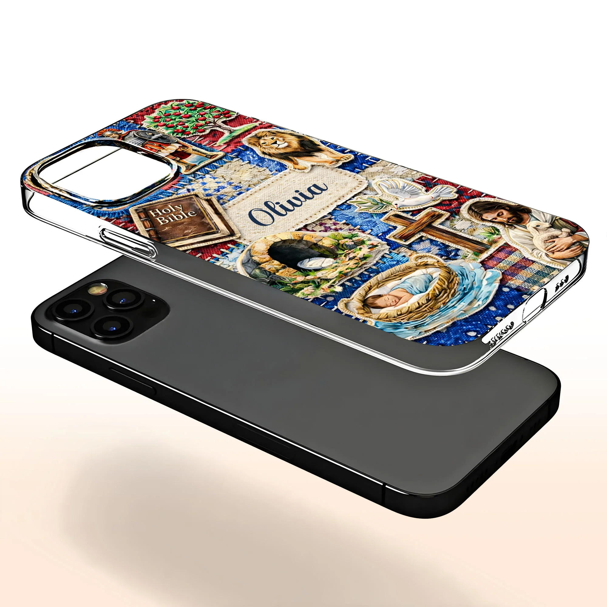 Holy Bible Cross And Jesus Religious Patchwork Design - Personalized Clear Phone Case - FTH129_PHC - Image 4