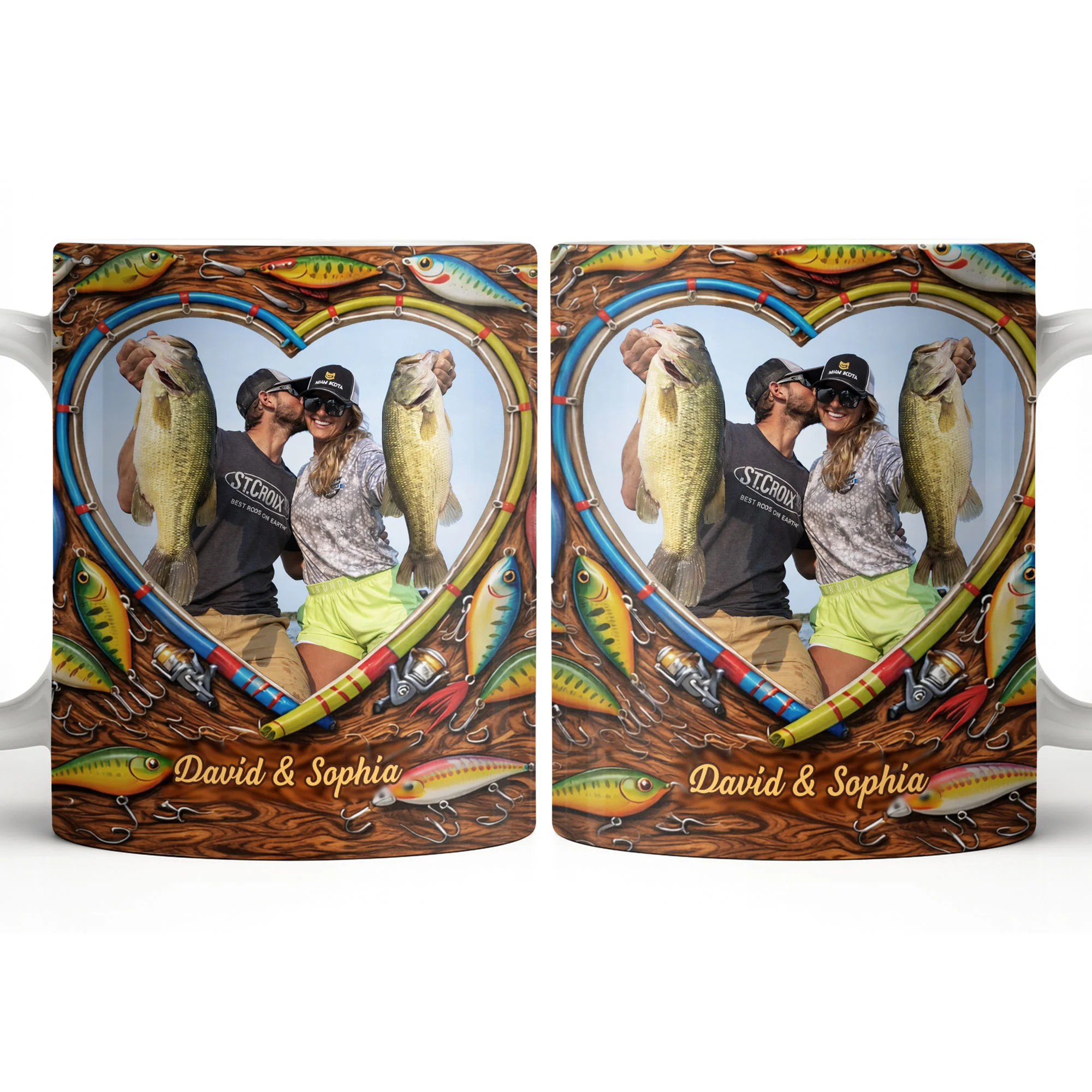Hooked On Love Forever Fishing Rod Heart With Fish Lures - Personalized Custom Coffee Mug - FISH029_MG - Image 13